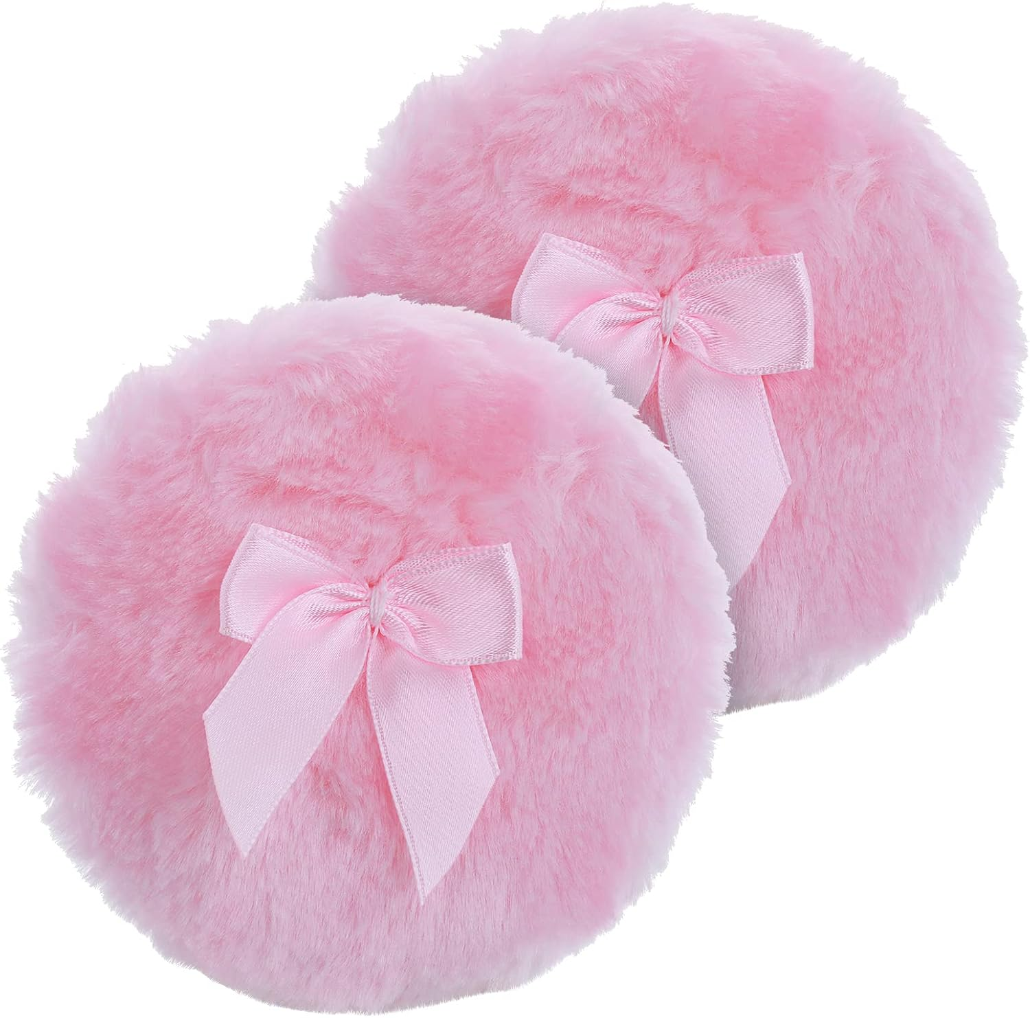 Sibba round Bow Powder Puff 10 Cm Ultra Soft Washable Reusable Large Velour Face Body Loose Wet and Dry