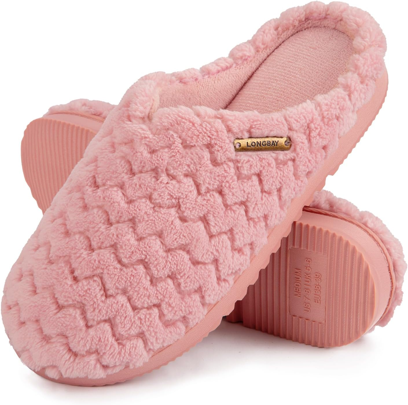 Longbay Women'S Comfy Coral Fleece Memory Foam Slippers with Comfy Flannel Upper Slip on House Shoes for Indoor or Outdoor image number 2