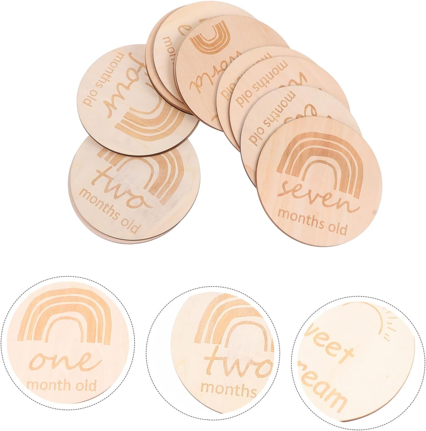 Double-Sided Engraved Rainbow Baby Growth Recording Cards 13Pcs Set Newborn Monthly Milestone Commemorative Memory Photo Props for Infant Birthday image number 6