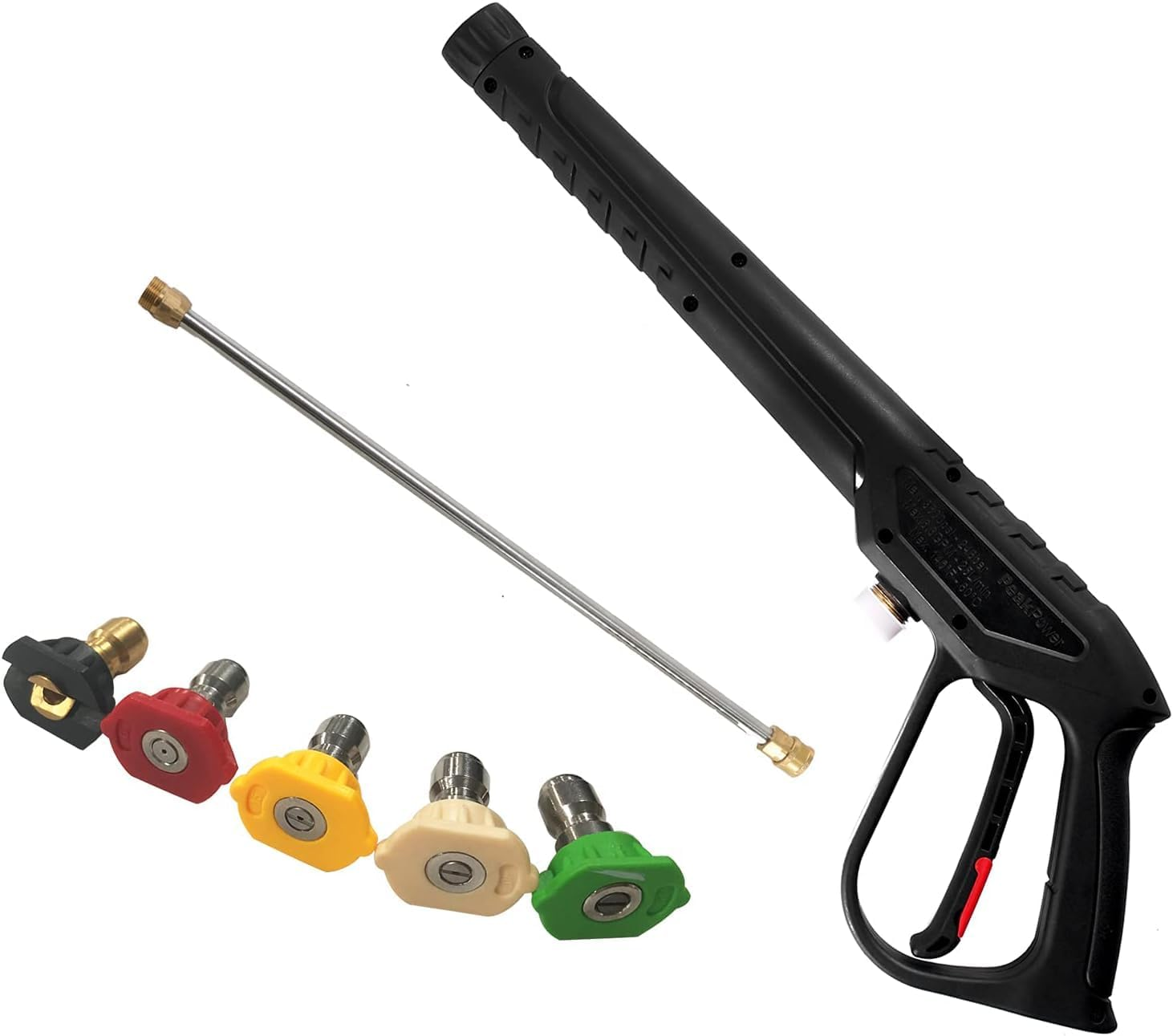 WXNANY High Pressure Washer Gun with Extension Wand 5 Adjustable Nozzle Tips for Cars Fences Driveways Patios, M22-14Mm Fitting, Max 3600 PSI, 6.6GPM