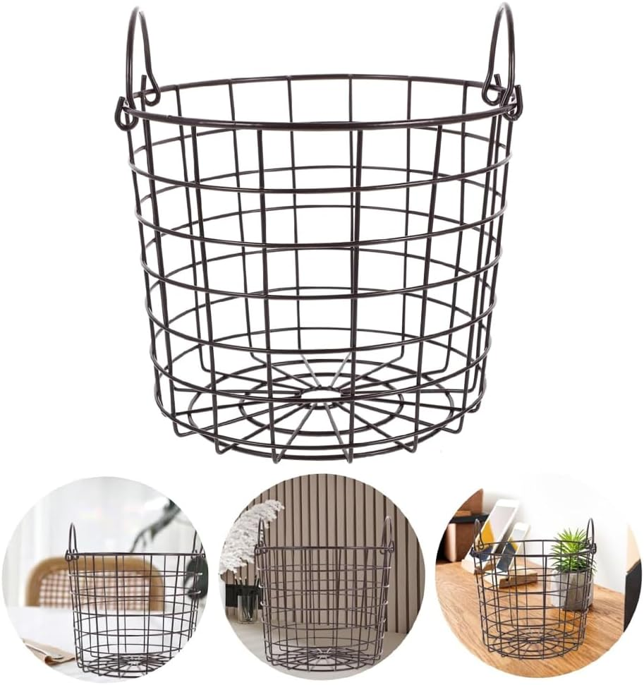 Wire Storage Basket with Handles, Metal Mesh Food Organizer for Kitchen Cabinets, Pantry & Laundry Room, Sturdy Iron Basket for Potato and Onion Storage, Compact Home Desktop Organizer for Sundries image number 4