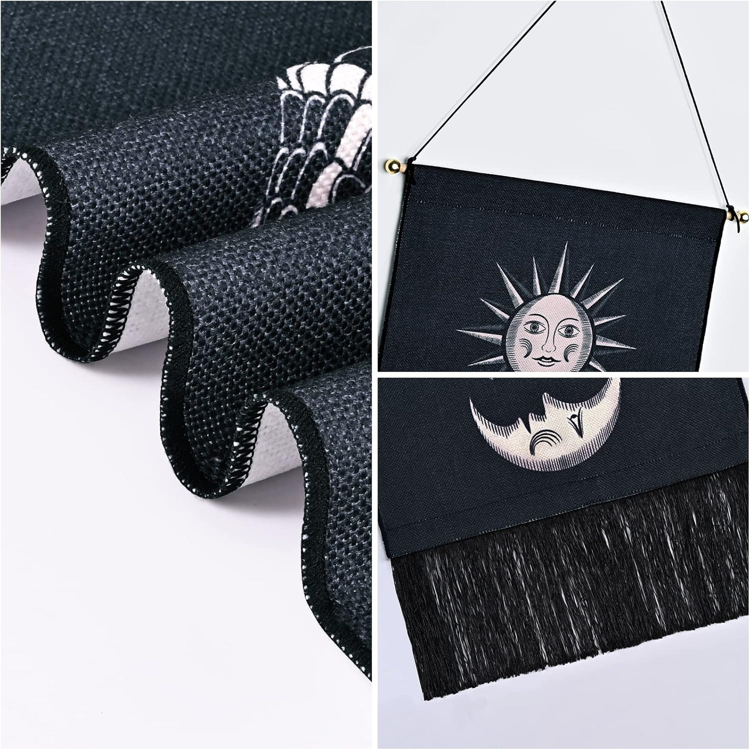 Uspring Skull Tapestry Sun and Moon Tapestry Skeleton Snake Tapestries Vertical Sword Tapestry Black and White Tapestry Wall Hanging for Room (Black, 12.8 X 51.2 Inches) image number 5