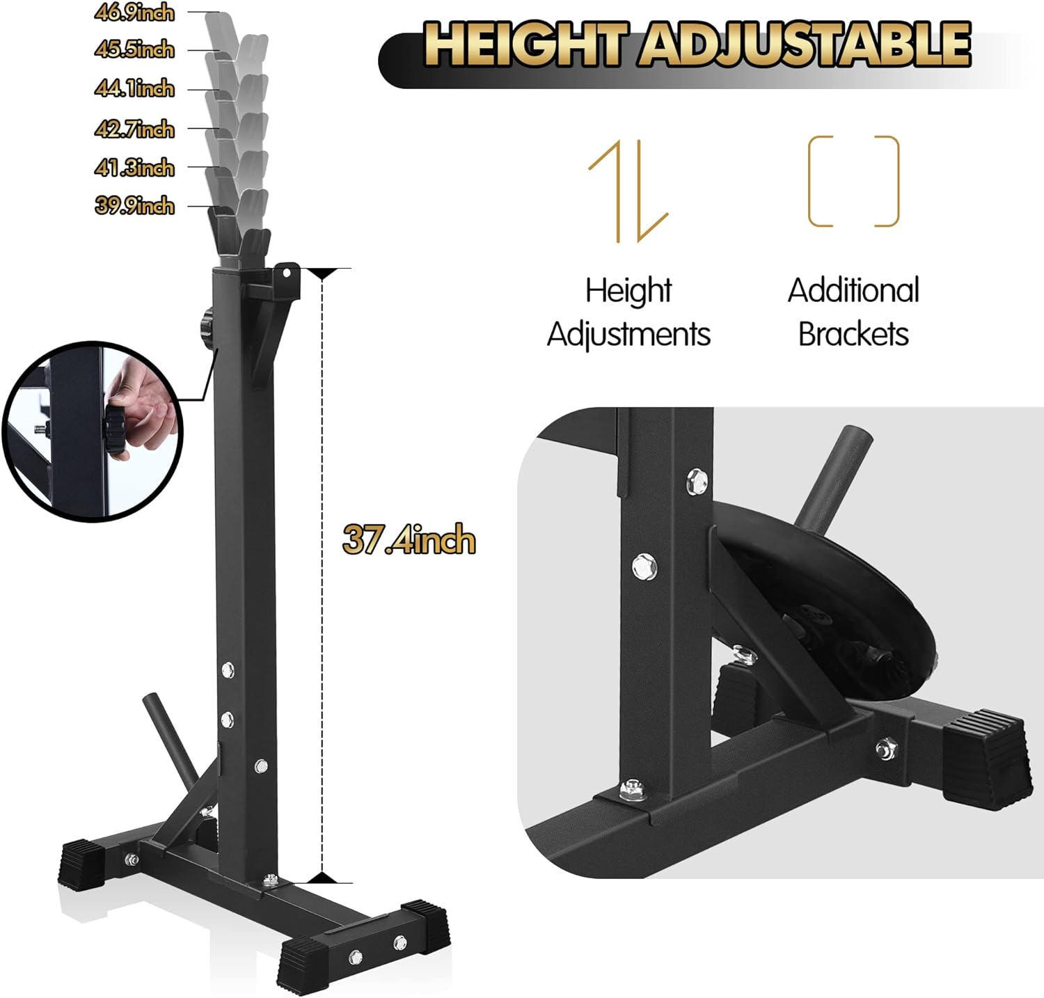 Bench Press, CANPA Olympic Weight Bench with Squat Rack Workout Bench Adjustable Barbell Rack Stand Strength Training Home Gym Multi-Function image number 5