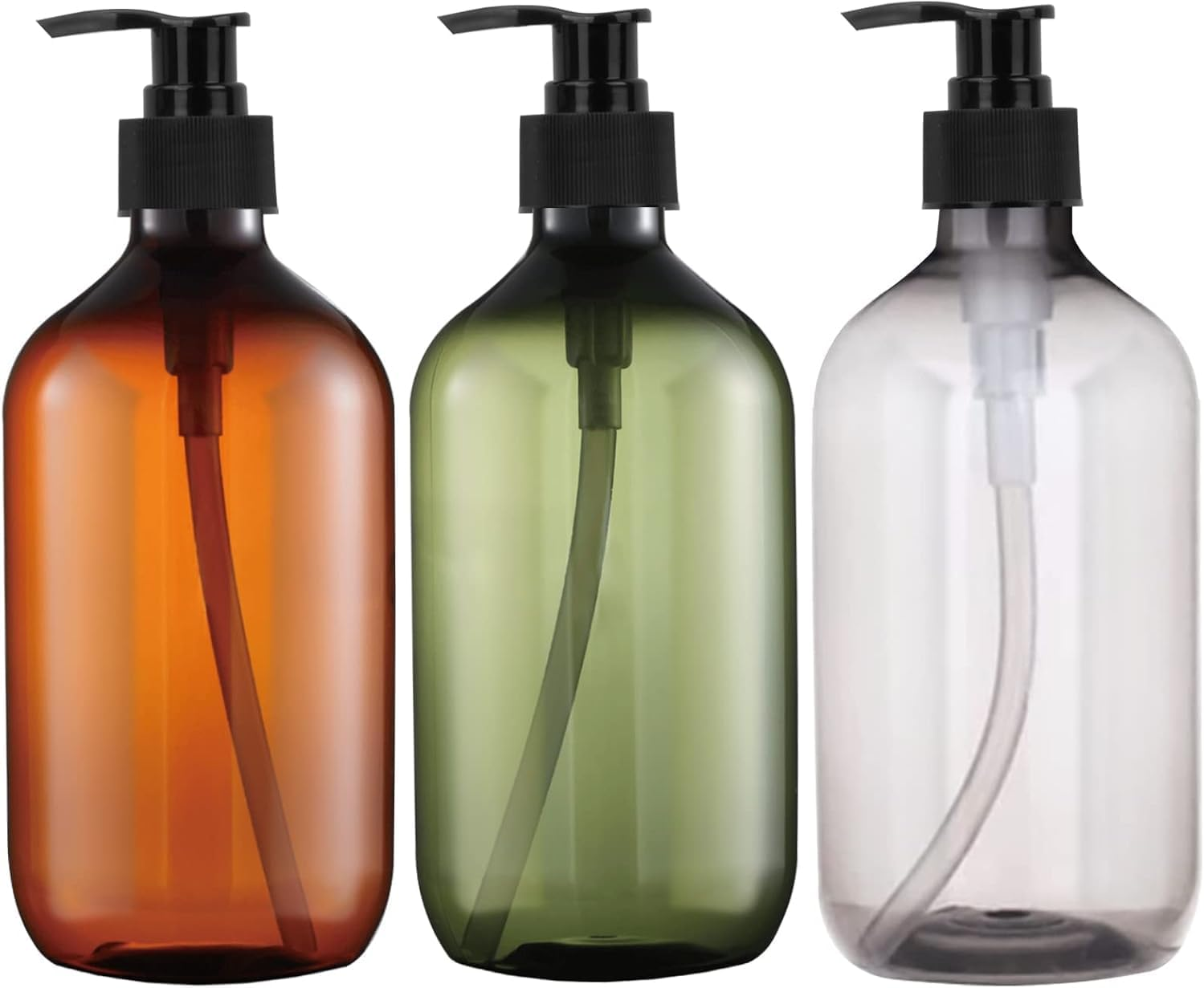 Empty Plastic Pump Bottles Dispenser,3 Pack 16Oz/500Ml Portable Clear Shampoo Lotion Hand Pump Bottle Durable,Clear Plastic Pump Bottle Dispenser,Empty Reusable Plastic Lotion Pump Bottle image number 1