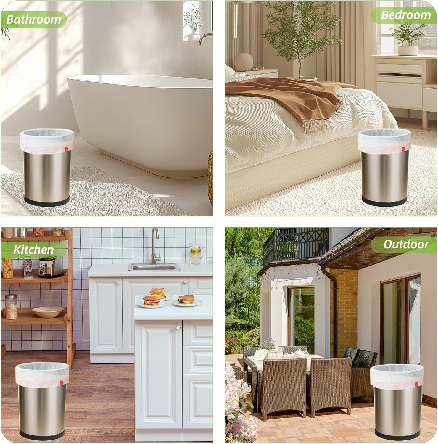 Makmefre 50L Drawstring Tall Kitchen Trash Bags,Clean Fresh Scent and Heavy Duty Garbage Bags(100 Count,60X70Cm) image number 2