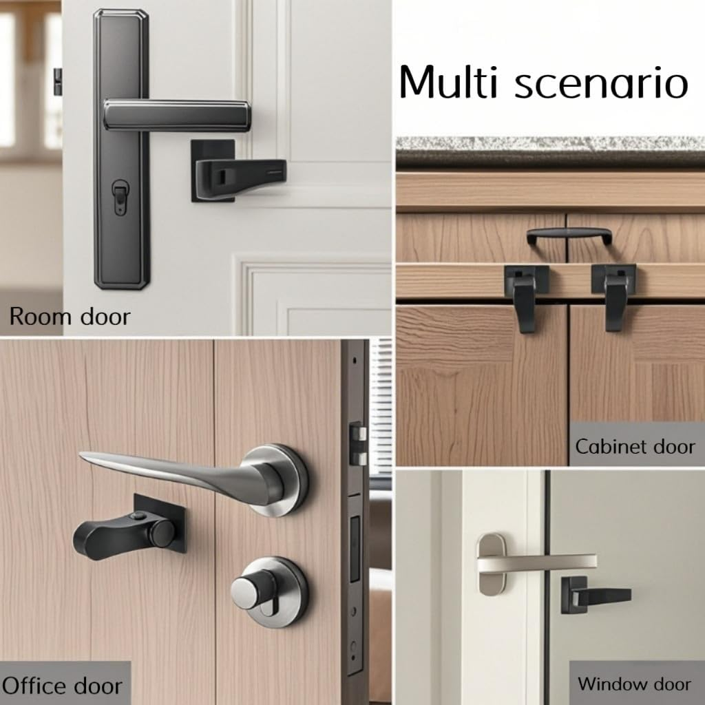 4Pcs Child Proof Door Lever Locks, Childproof Door Handle Safety Locks with Adhesive, Baby Proofing Door Handle Lock, Heavy Duty Door Handle Locks for Baby Safety and Deter Pet Opening the Door,Black image number 6