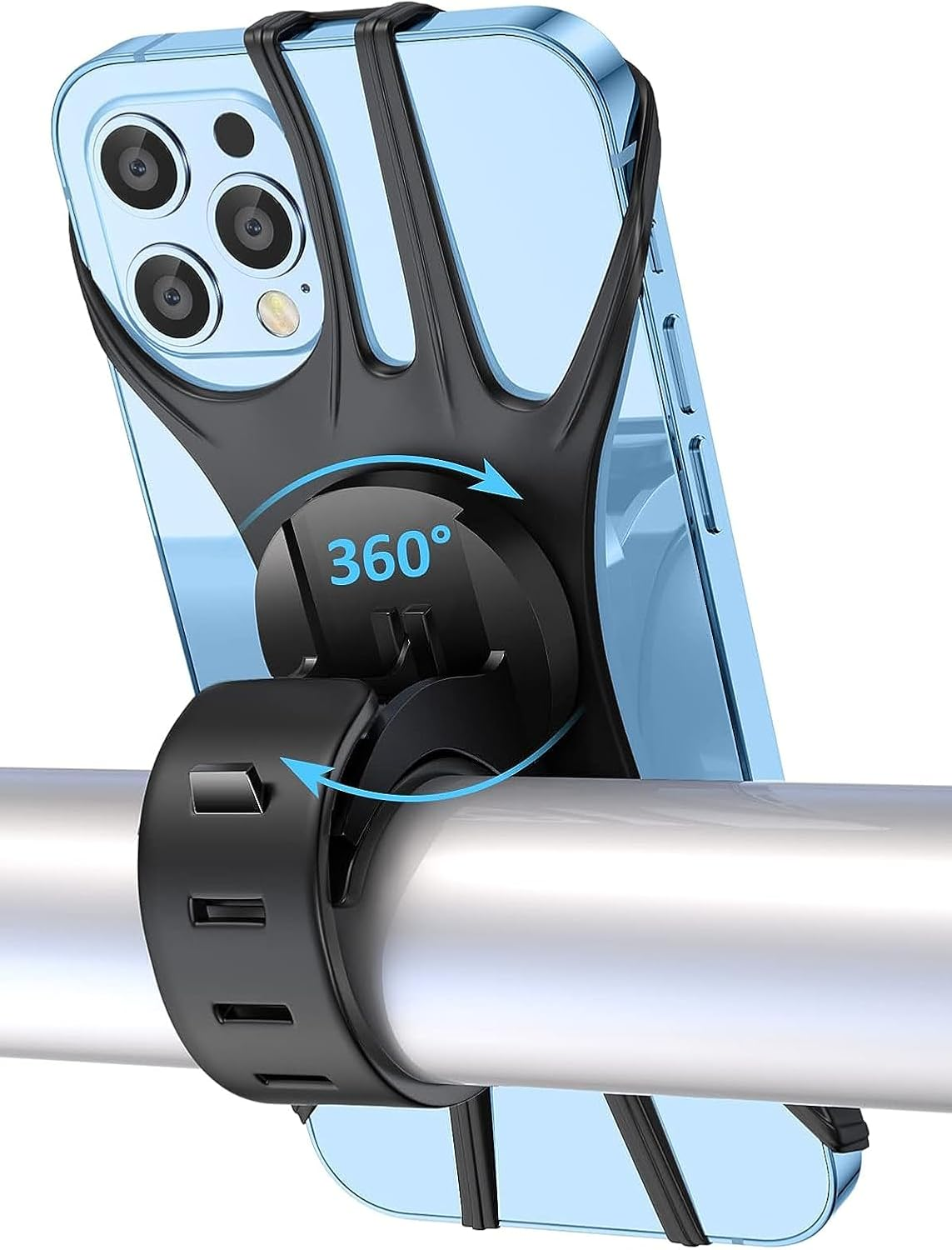 Bike Phone Mount, Universal Bike Phone Holder, 360&deg; Rotatable, Silicone Bicycle Phone Mount Handlebar for Iphones, Galaxy, Xiaomi, Honor, Realme, Huaweii, Pixel, Oneplus and Other 4.5-7.0 Mobile image number 4