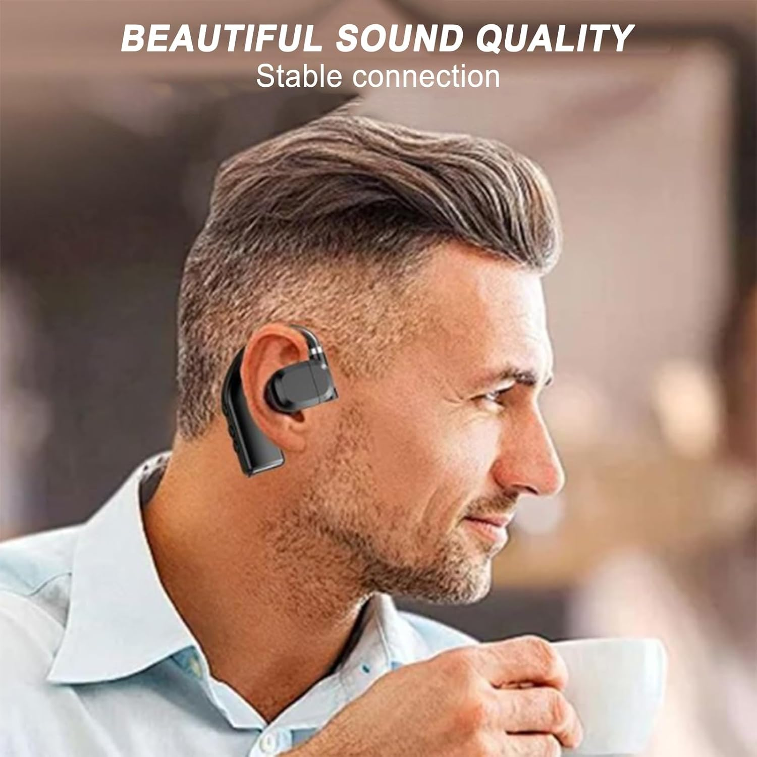 Wireless Earbuds with Earhooks - over the Ear Wireless Earbuds - Battery Display 5.3 Headphone Sweatproof Waterproof Earpiece for Workout Swimming Motorcycle Fitness Running Working Women image number 2