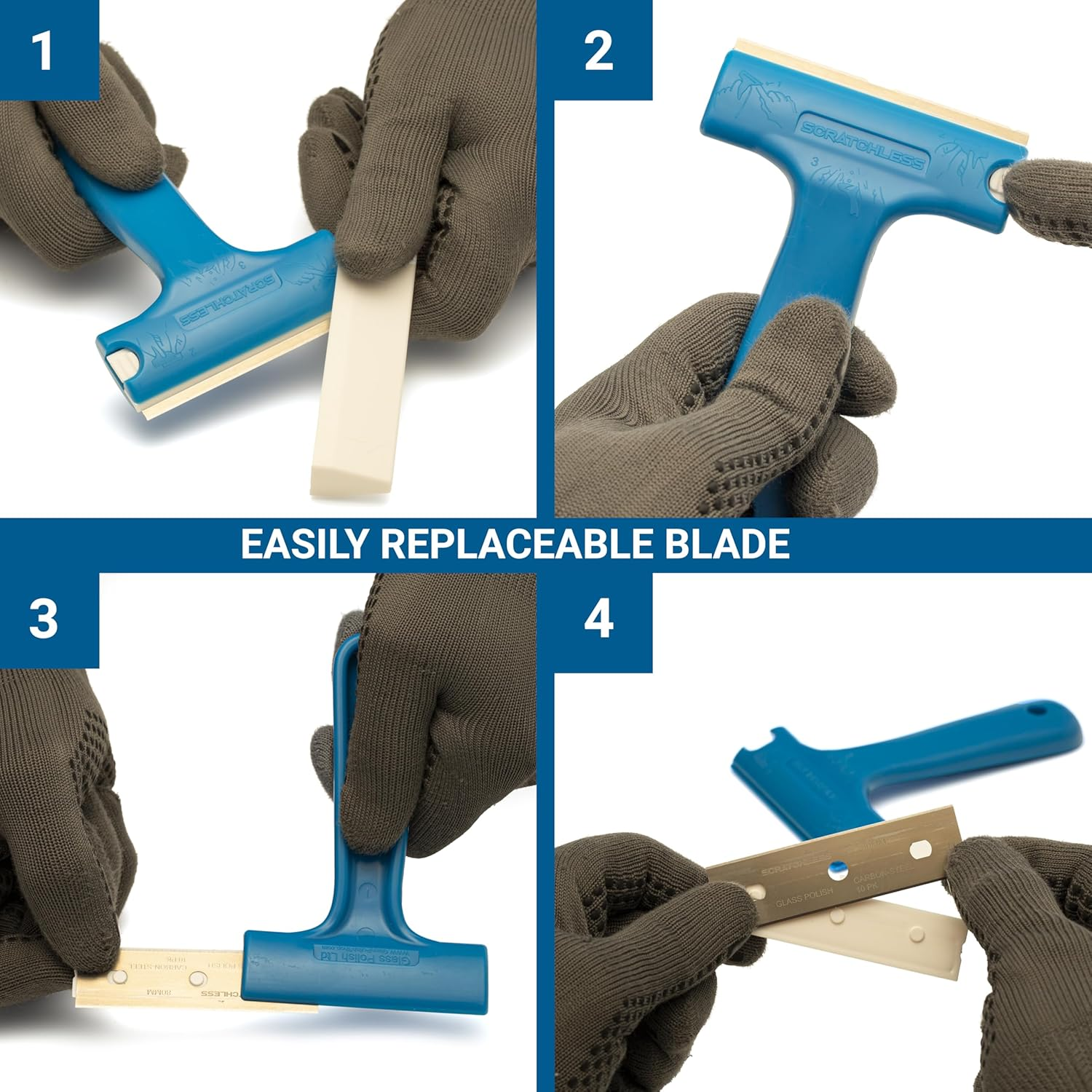 GLASS POLISH (75Mm) SCRATCHLESS Scraper with Double-Edged Stainless Steel Blade, Professional Glass Scraper for Windows, Tiles, Stove Tops, and Any Hard Smooth Surfaces - GP15042 image number 4