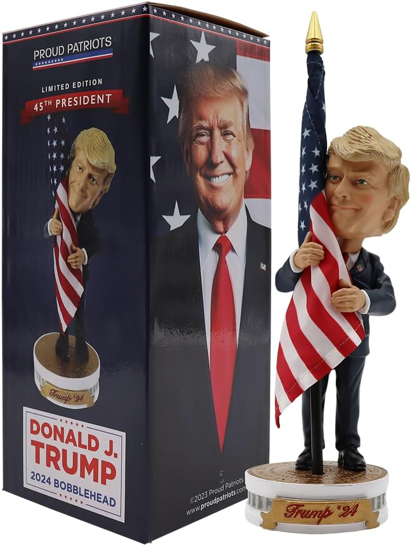 Proud Patriots Donald Trump Bobblehead | (Trump Holding American Flag - Cloth Flag Included) image number 5