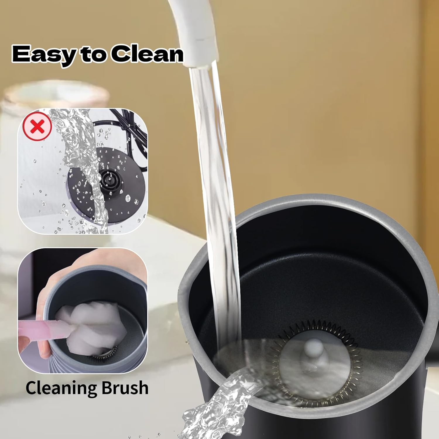 Stylora 4-In-1 Milk Frother, 430Ml Milk Warmer and Frother, 400W Black Electric Warm and Cold Foam Frother, Automatic Secura Milk Warmer for Coffee, Latte, Cappuccino, Macchiato, Chocolate image number 5