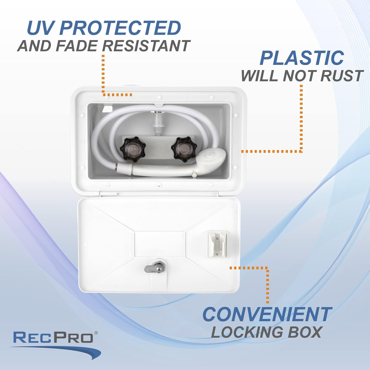 RV Exterior Shower Box Kit Faucet Hose Camper Trailer Cowboy Shower White image number 5