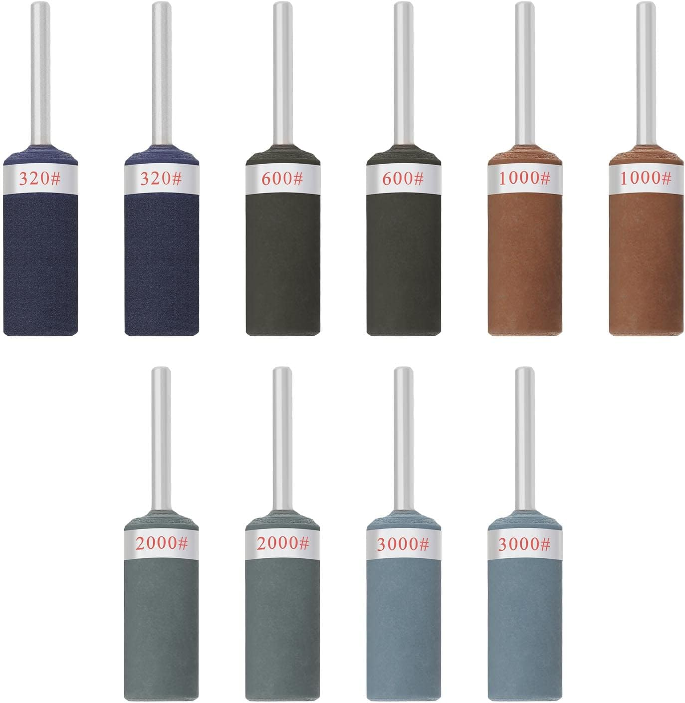 Emagtech 10PCS Grinding Head Sandpaper Stick Sanding Drums Sleeves Abrasive Wheel Woodworking Polishing Tool 320-3000 Grit image number 2