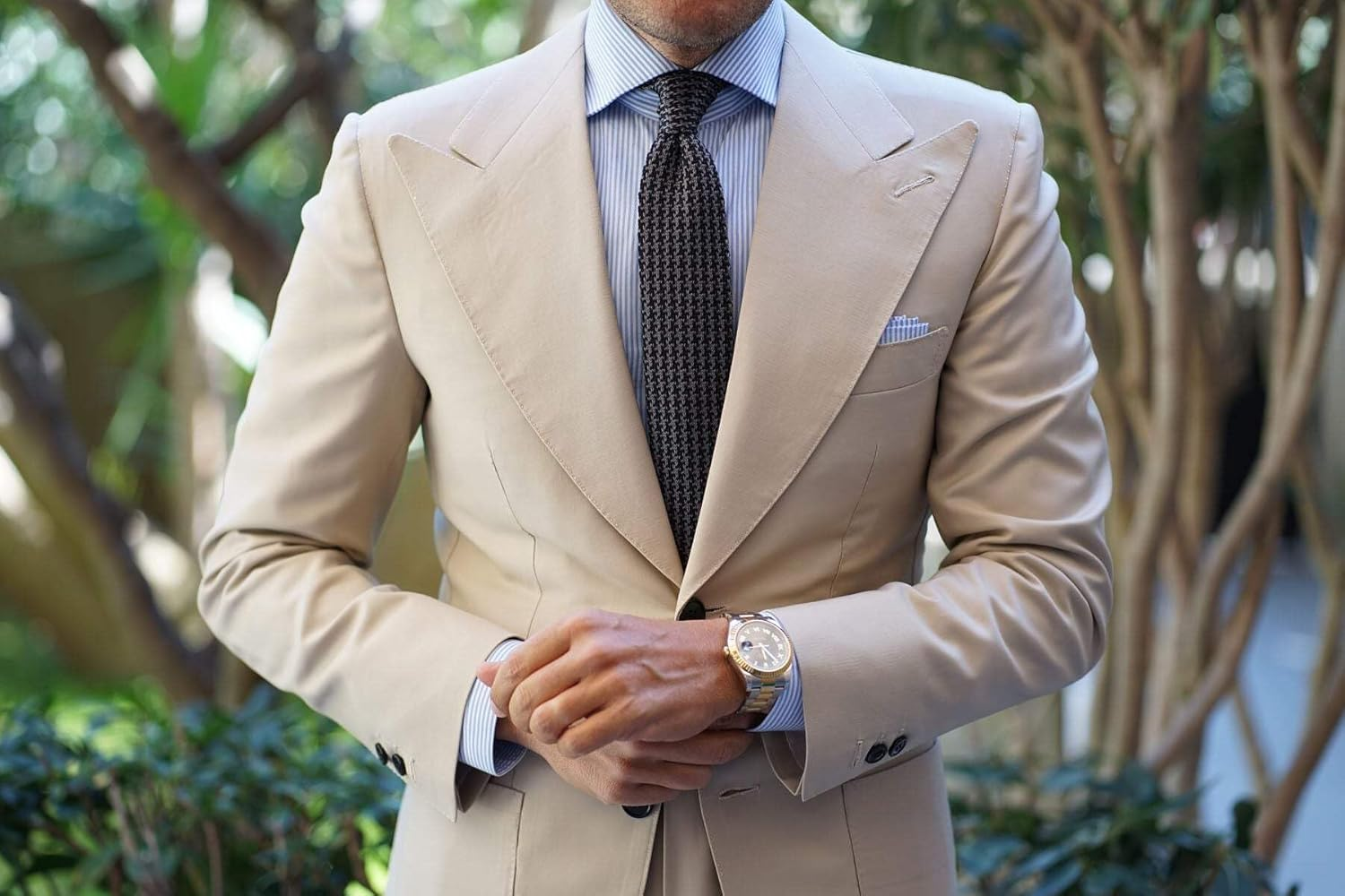 OTAA Hattori Hanzo Grey Houndstooth Knitted Tie Casual Ties for Men - Perfect Neck Tie for Groomsmen Wedding Ties or Formal Occasions - Ideal Gifts for Him image number 3