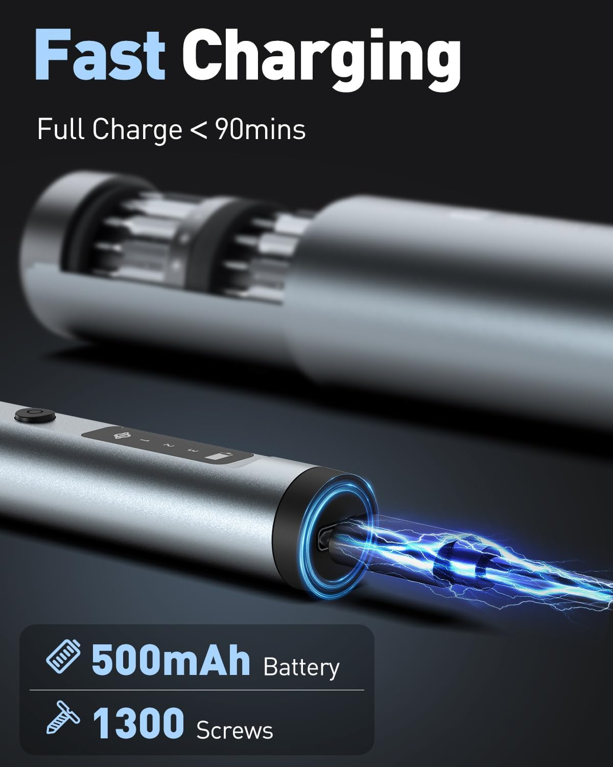 68 in 1 Mini Electric Screwdriver Set, [0.1-0.35N&middot;M] Small Precision Screwdriver, 3 Torque Settings, Rechargeable Electric Repair Tool Kit with 60 S2 Bits for Laptop Phone Watch (Grey) image number 6