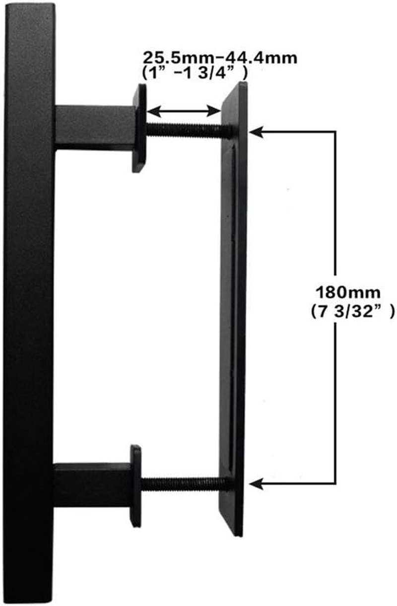 NUZAMAS Stainless Steel Door Handle, Sliding Barn Door Handle, Pull and Flush Set Single Square Handle Hardware -Black image number 6