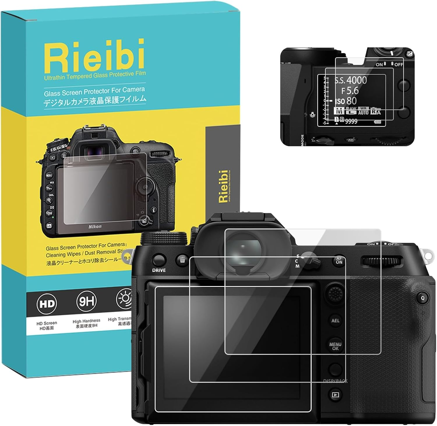 Rieibi (3 Packs) Screen Protector for Fujifilm X-Pro2 XPRO2 Digital Camera, 0.33Mm 9H Hardness Tempered Glass Film for Fuji X-Pro 2 X-Pro-2 Anti-Fingerprint Anti-Scratch Ultra-Clear
