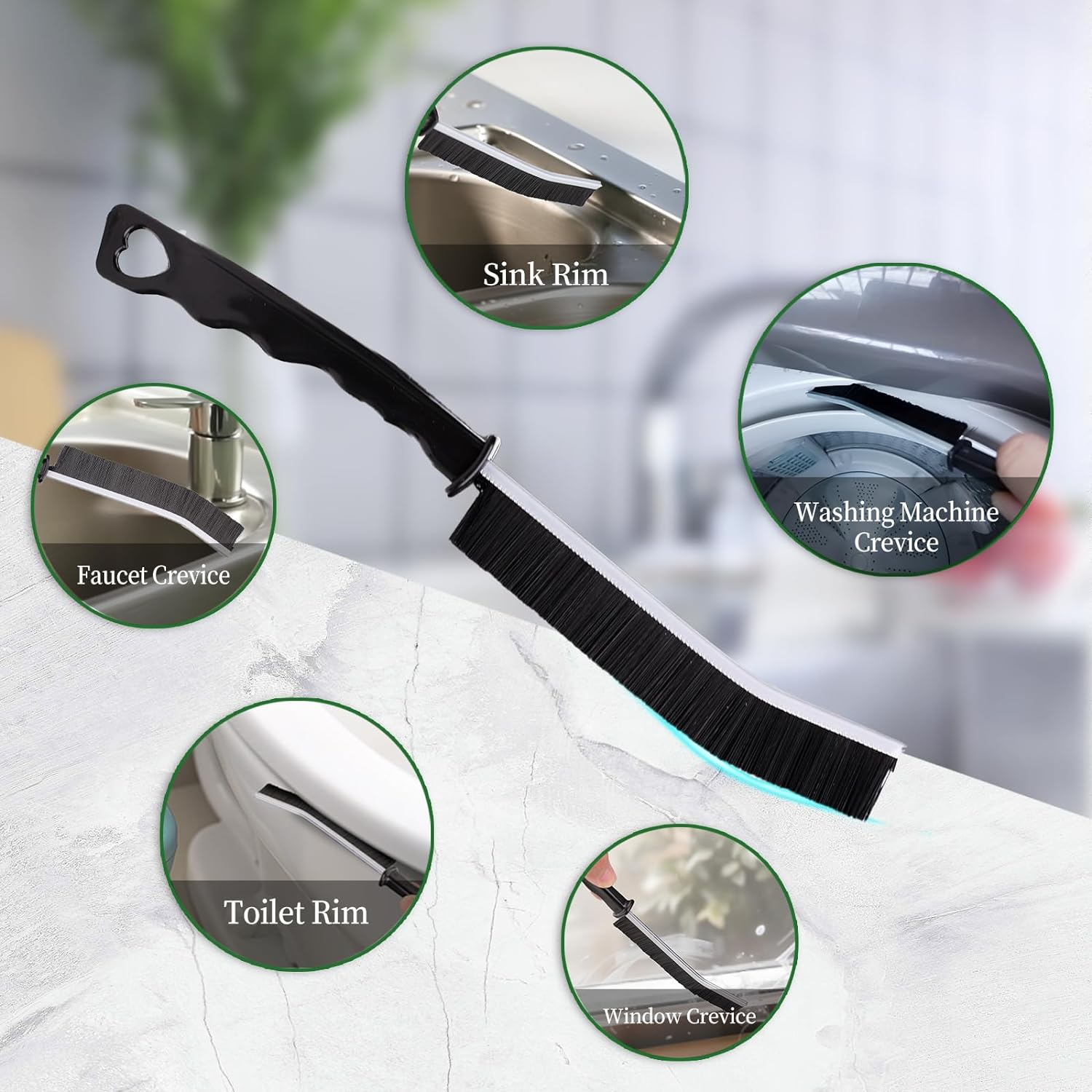 2 Pcs Crevice Cleaning Brush Hard Bristle Gap Brush Multifunctional for Bathroom Household Kitchen Tiles Window Crevice Cleaning Tool (Style 1) image number 2