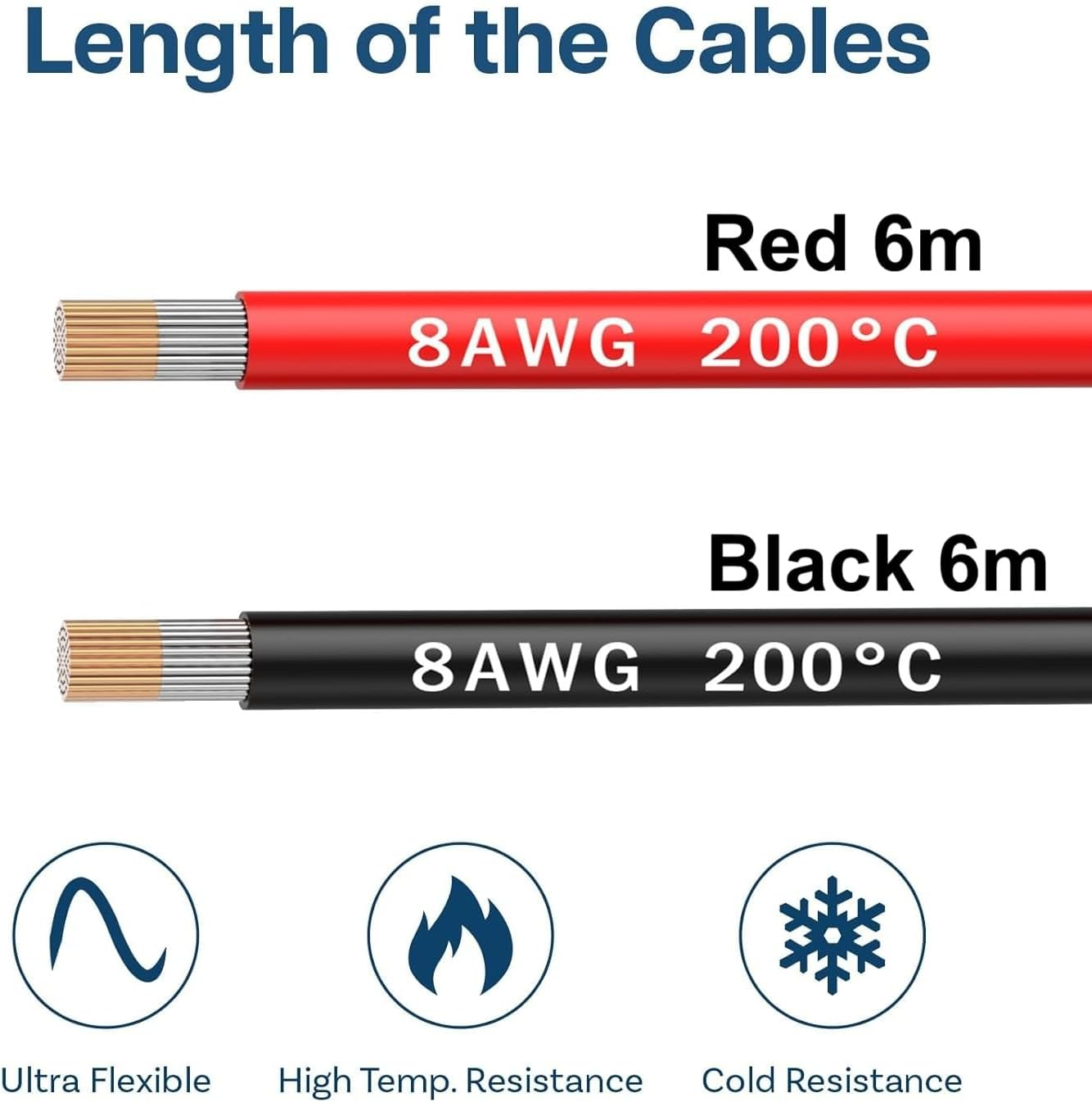 Ozchillon Flexible Silicone Wire Spool 4&ndash;28 AWG Tinned Copper 600V &ndash; 3M to 60M Heat Resistant Cable for Automotive Battery Solar Inverter Marine Caravan RV Electrical (6M, 8AWG) image number 2