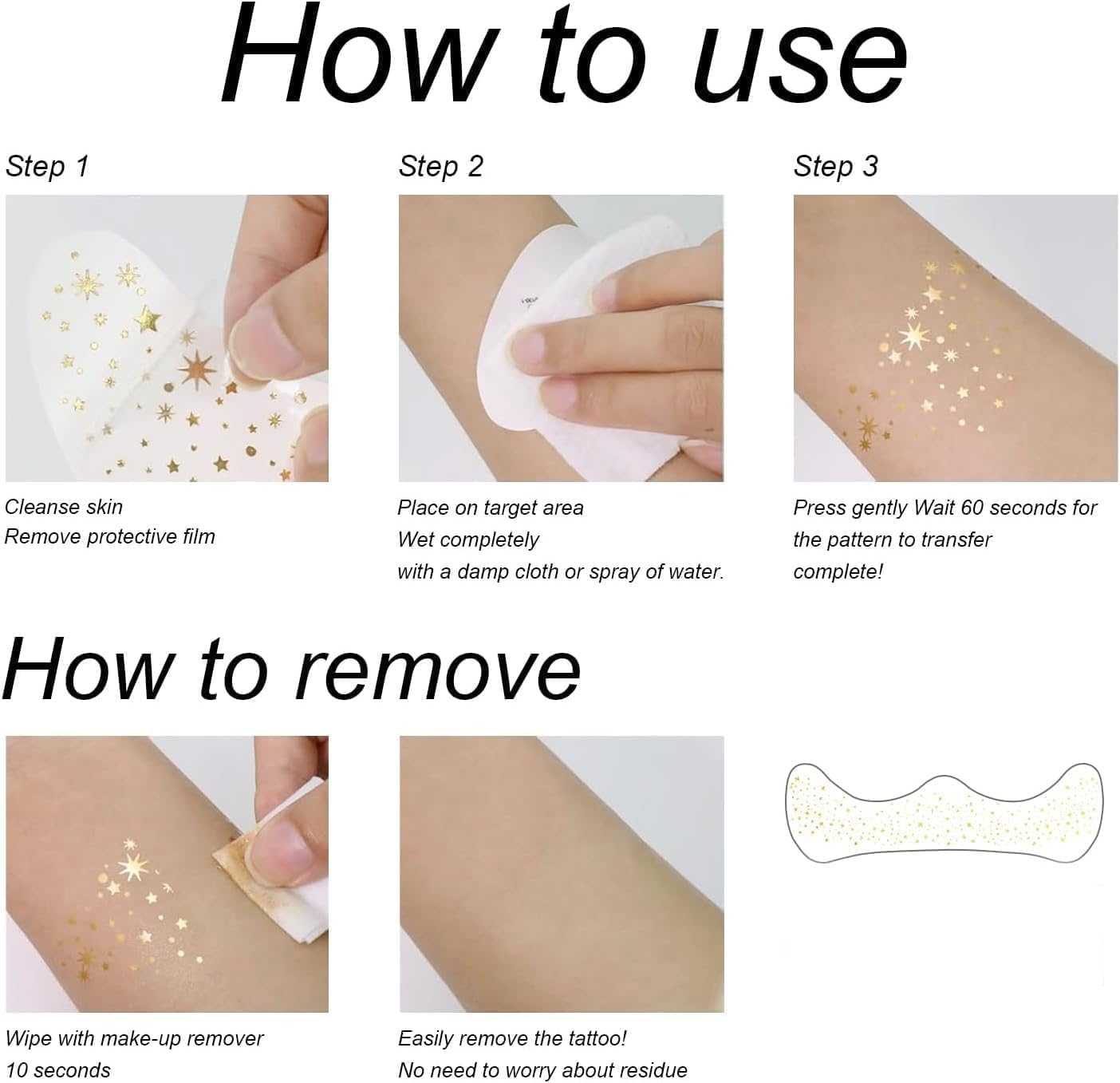 Glitter Freckles Face Tattoo, 10Pcs Glitter Freckles for Face, Gold Sparkle Freckles, Face Glitter Makeup Patches image number 5