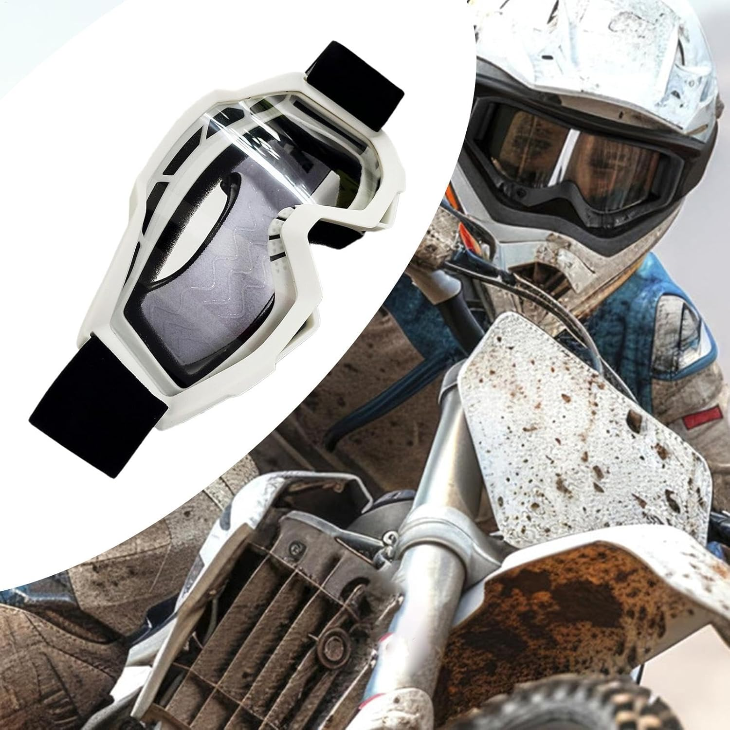 Helmet Goggles, Non-Slip Eyewear for Riders, Dirtbike Goggles Anti-Fog ATV Goggles Sponge Padding Dustproof Eyewear for Adults Outdoor Activities