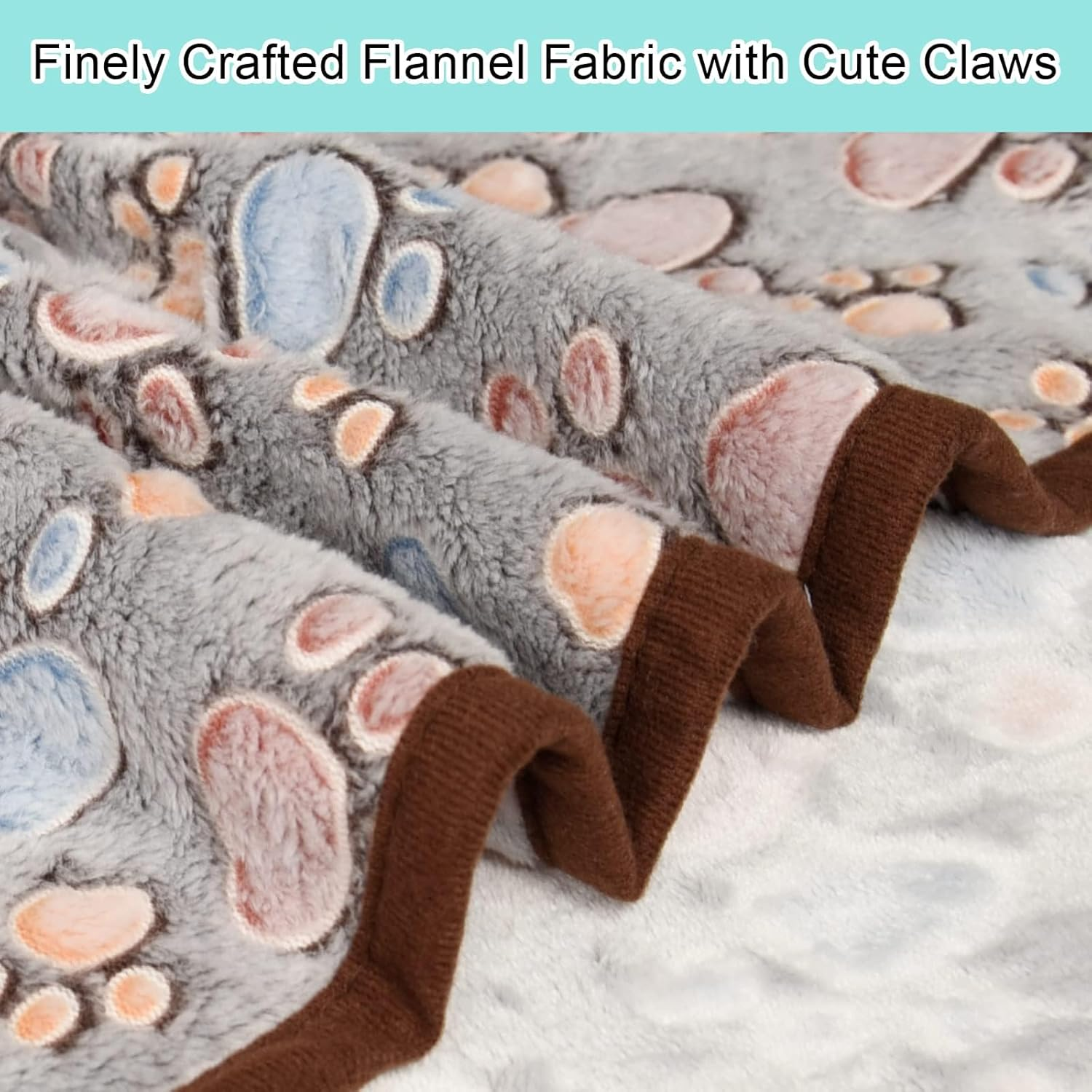 BLAZDEVE 3 Pack Pet Dog Blankets, Soft Fuzzy Flannel Pet Blankets, Washable Soft Warm Pet Blankets for Pets, Paw Print Puppy Fluffy Flannel Blanket for Couch Bed Car (L 104 * 76Cm) image number 5