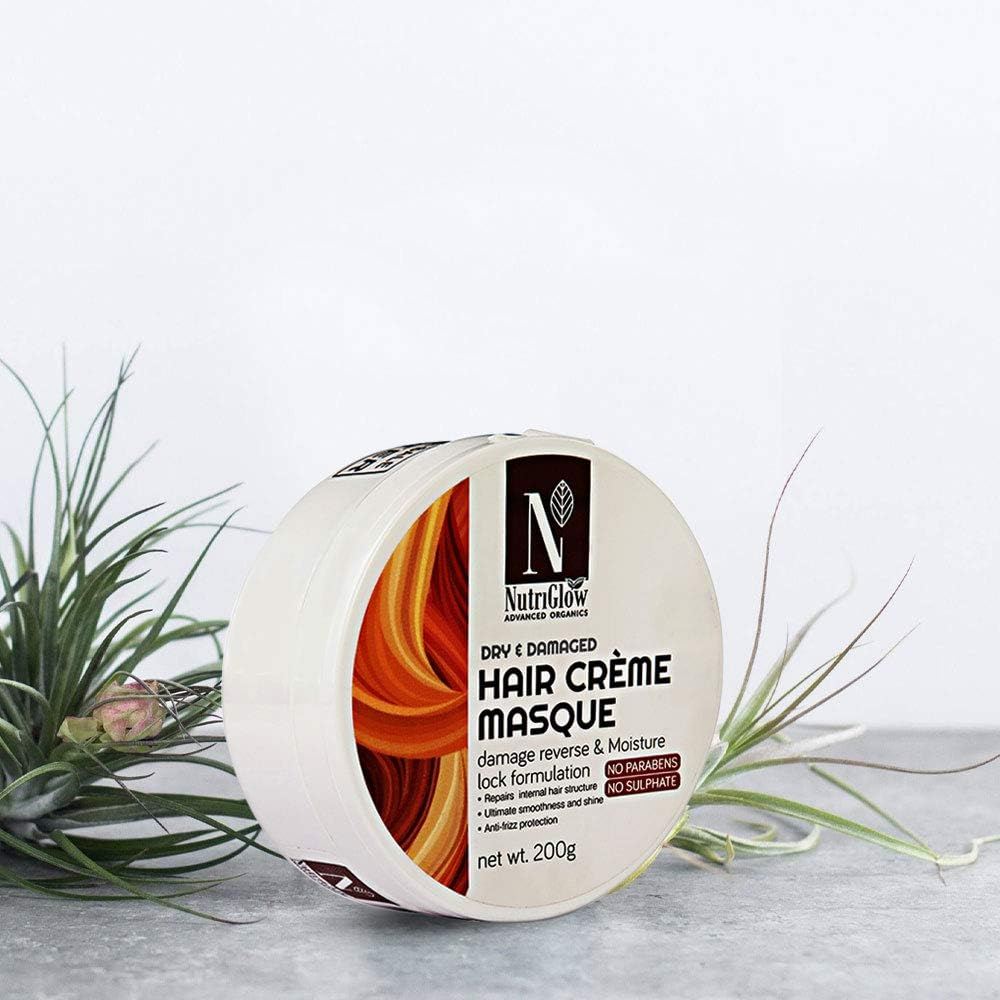 Nutriglow ADVANCED ORGANICS Hair Creme Mask/Damage Reverse/Moisture/Smoothness and Shine (200G) image number 2