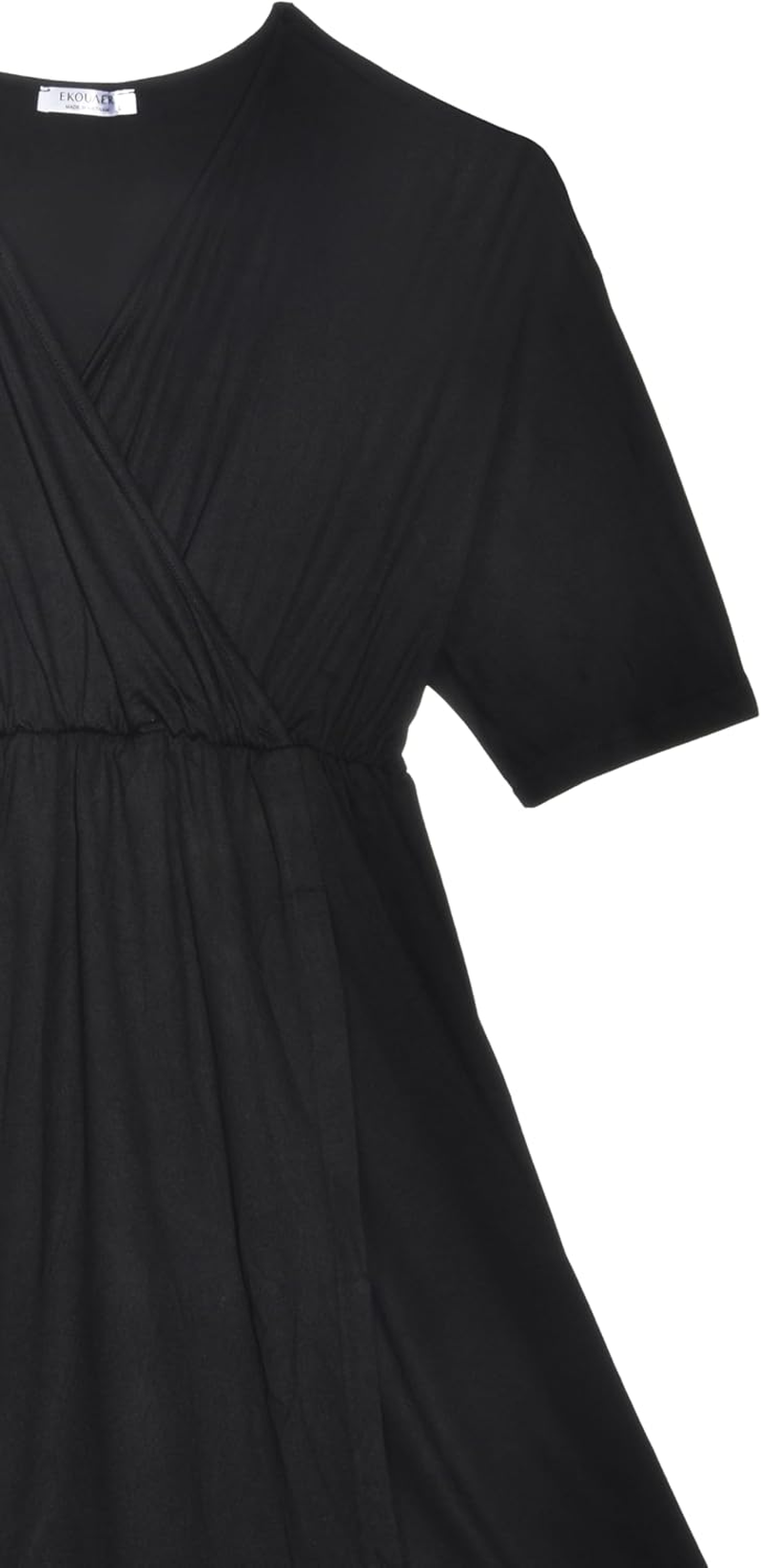 Ekouaer Women Maternity Nursing O-Neck Short Sleeve Blend Tie Front Pregnant Sleepwear Dress S-XXL image number 3