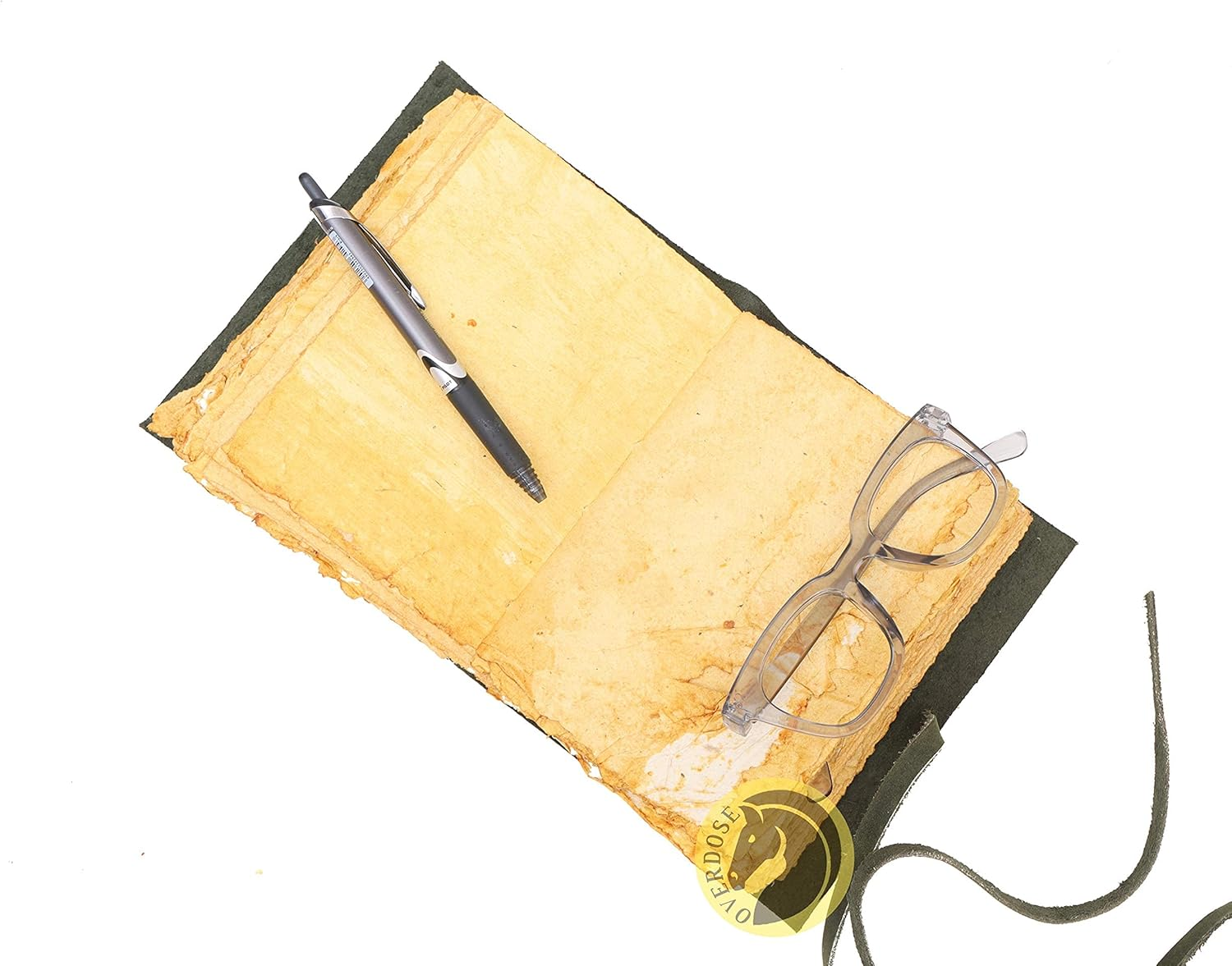 Overdose Deckle Green Leather Journals - Vintage Leather Journal for Men & Women | Travel Journal & Sketch Writing Journal for Personal Diary | Leather Bound Notebook Journal | Leather Sketchbook | Unlined Paper | Handmade Vintage Deckle Edge - 6 X 8 Inches | 15.24 X 20.32 Cm image number 4