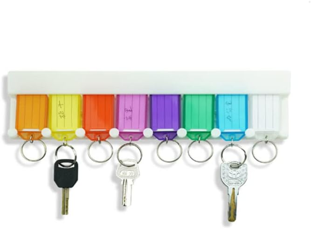 Key Tag Rack with 8 Tags,Key Tags with Holder Tags Plastic with Ring,Tough Plastic Key Tags,Plastic Wall Mounted Key Organizer with Transparent Tough Key Tag Identifiers Markers with 8 Keyring Tags image number 5
