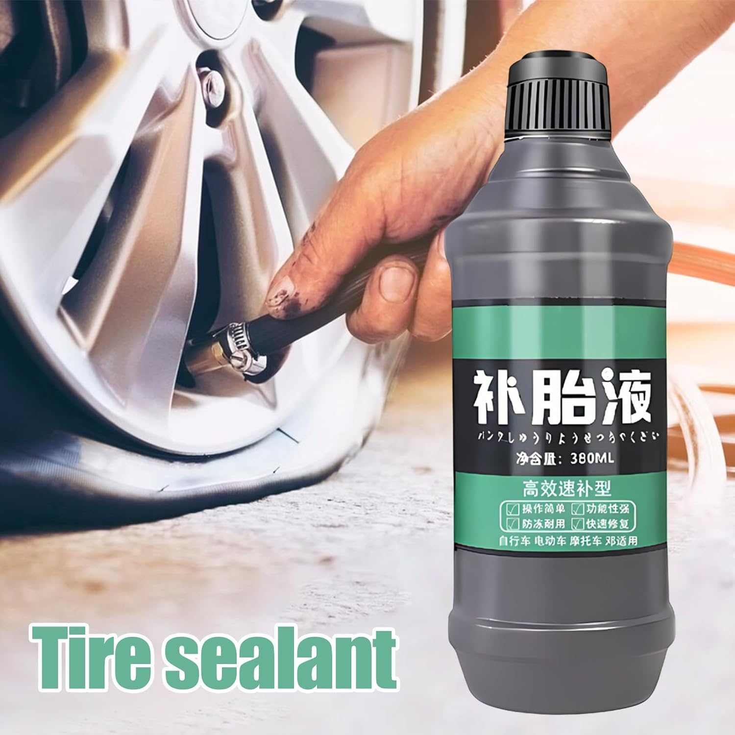 Tire Repair Sealant | Tubeless Sealant 380Ml Bikes Tubeless Tire,Fast Sealing, Repair Tools for Road, CX and Gravel Bicycles Tires image number 5