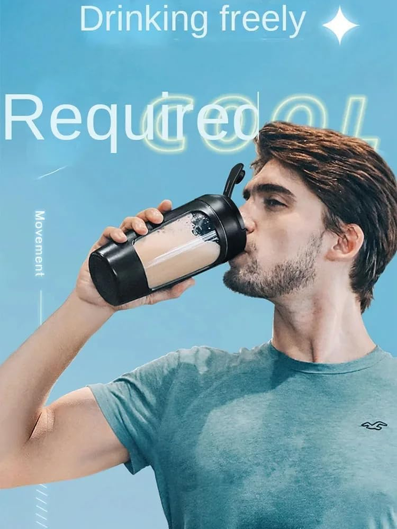 Electric Protein Shaker Bottle, 650ML Portable Blender Bottles, BPA Free, USB Rechargeable Shaker Bottles for Protein Mixes, Made with Tritan（Black） - Black image number 2