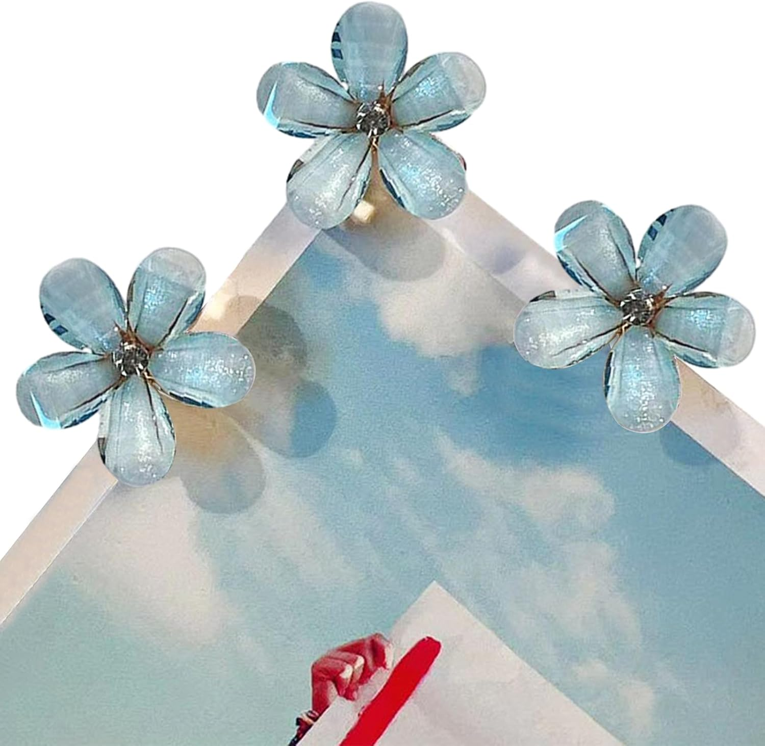 20 Pcs Flower Claw Clips Rhinestone Mini Hair Clips Sun Flower Claw Clip for Women Girls (Blue) image number 4