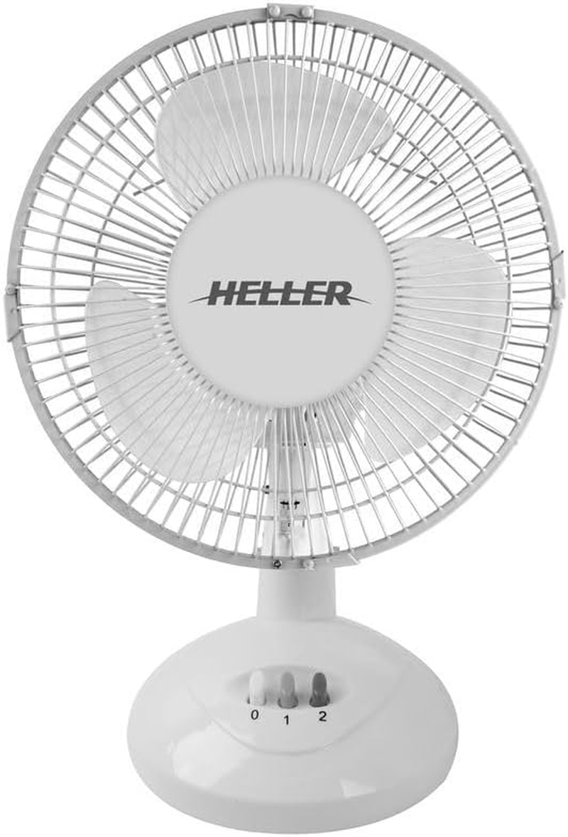 Heller HHDF23S Oscillating Desk Fan, 23 Cm, White