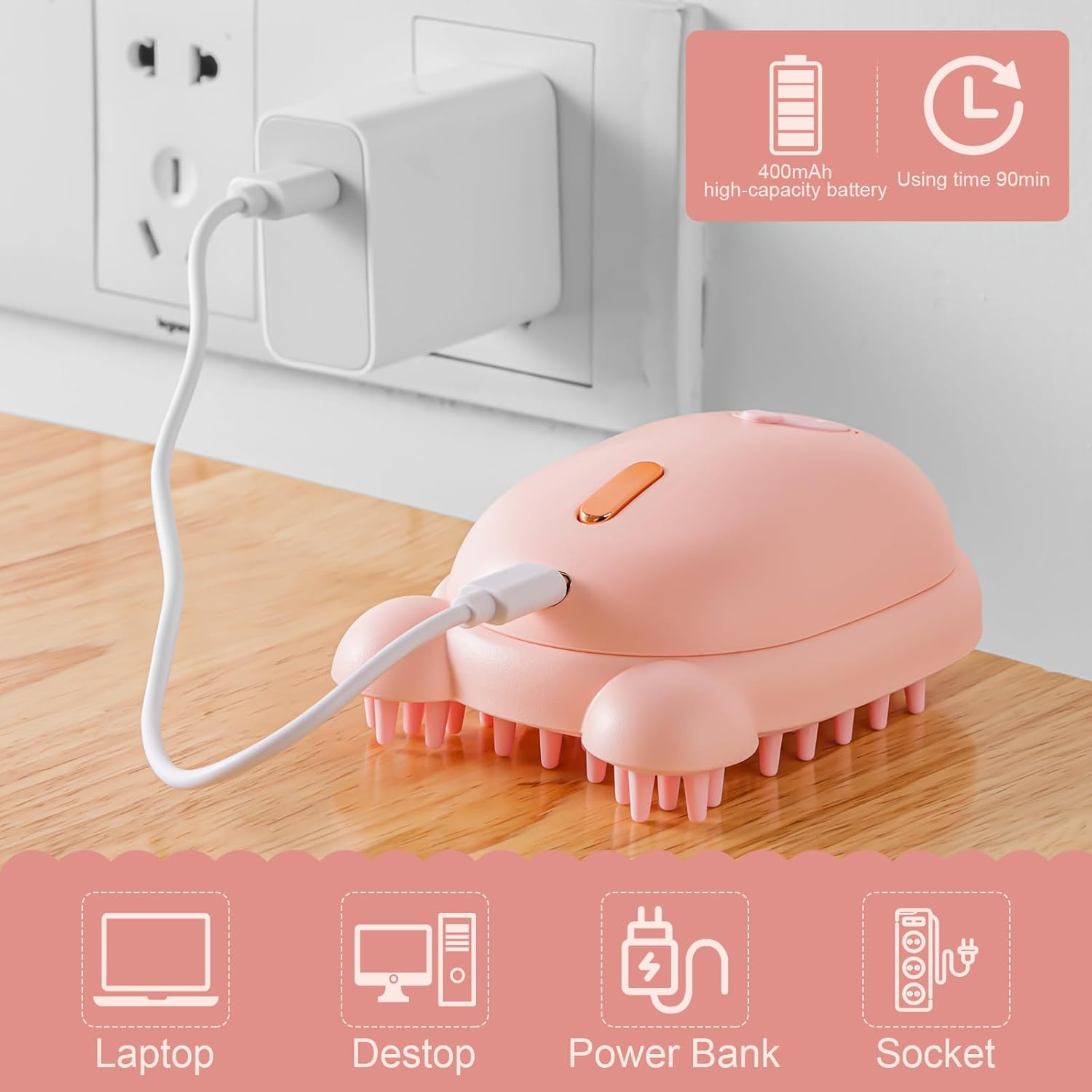 Cat Steam Brush Rechargeable Cat Brush Steamer for Shedding,Self-Cleaning Grooming Brush for Long &Short Haired Dogs and Cats,Remove and Clean Tangled &Loose Hair,Pink image number 4