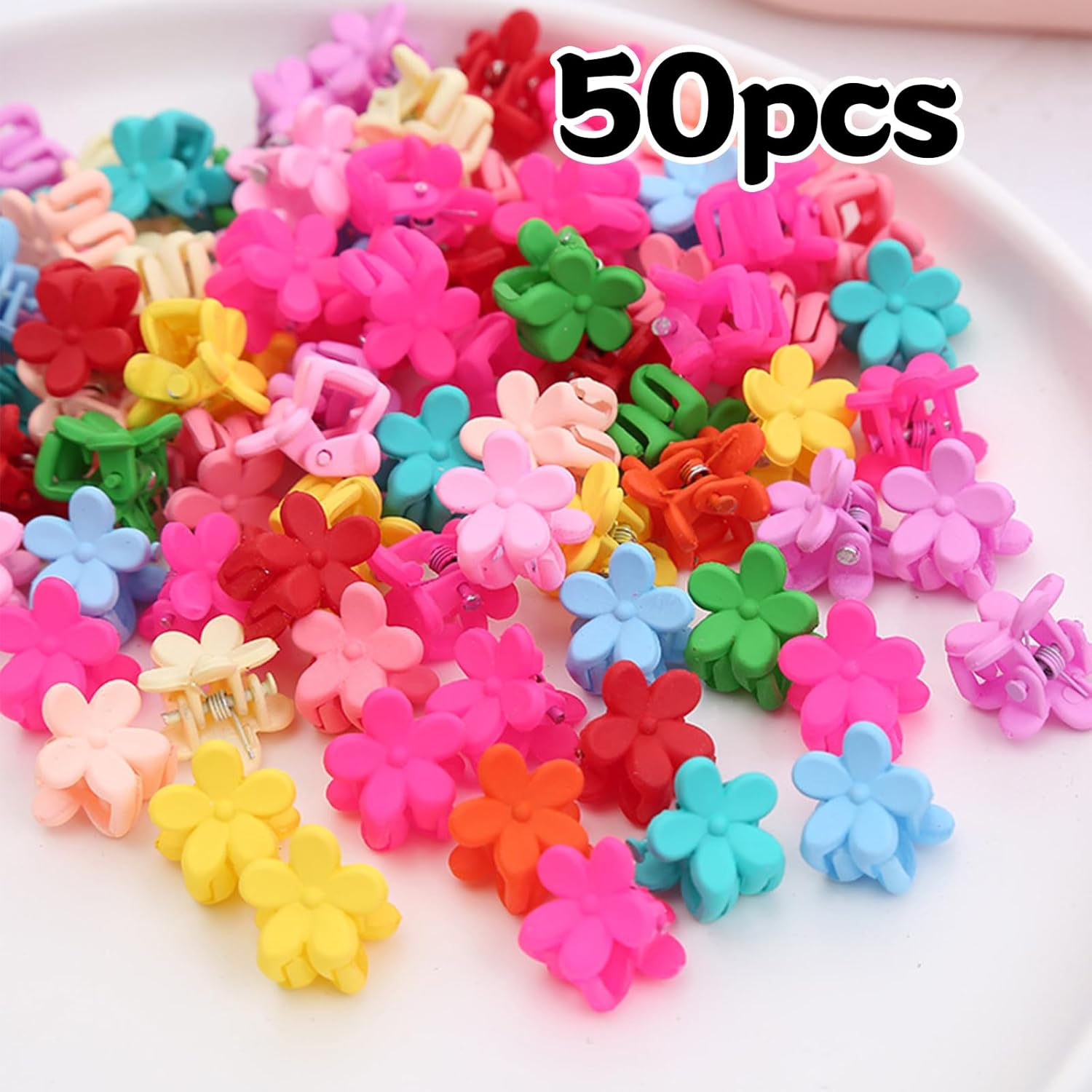 BDSHUNBF 100 Pcs Flower Hair Clips Small Butterfly Hair Clips, Hair Claw Clips Strong Hold Hair Jaw Clamps, Cute Claw Clips for Thick Hair, Sparkly Colorful Hair Accessories for Girls and Women image number 3