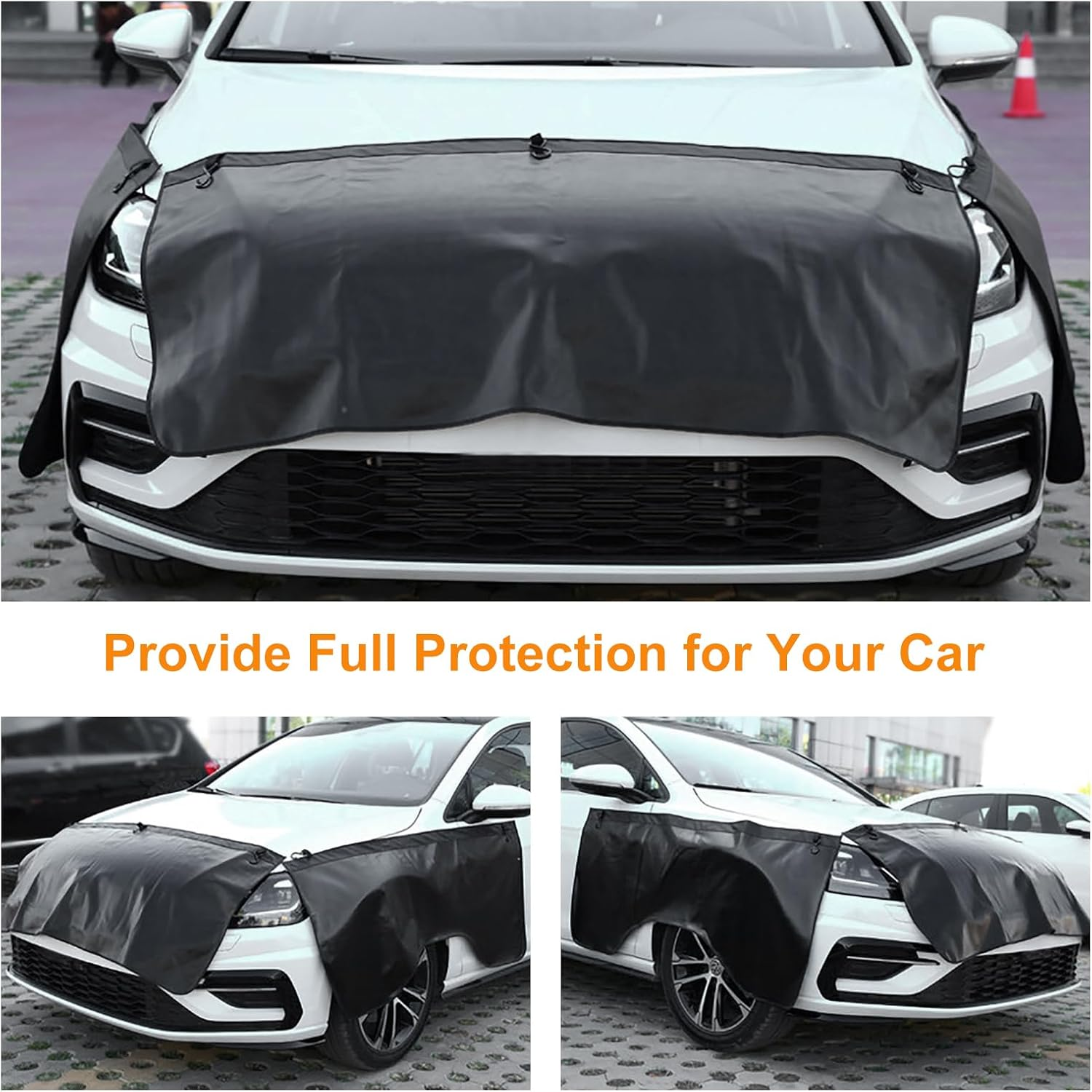 3Pcs Set Car Protective Fender Covers Automotive Magnetic Protective Mat for Repair PU Leather Fender Cover Work Mat, Scratching Prevention Mat Pad with Hooks (Size L) image number 3