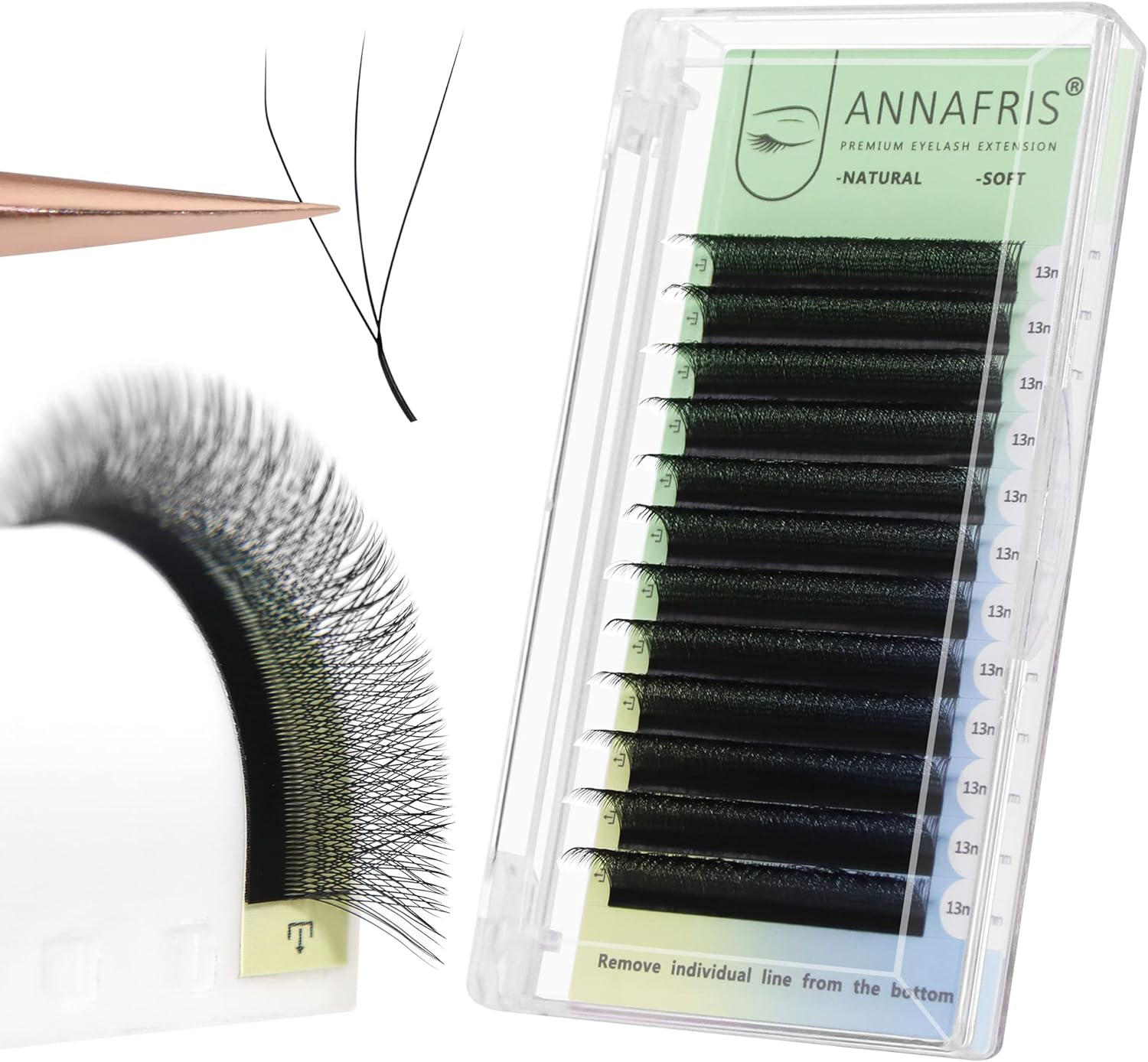 ANNAFRIS 3D Premade Fan W Shape Clover Eyelash Extension Volume Self Fanning Lashes Extensions Makeup Supplies Professional Use (0.07-D 11Mm)