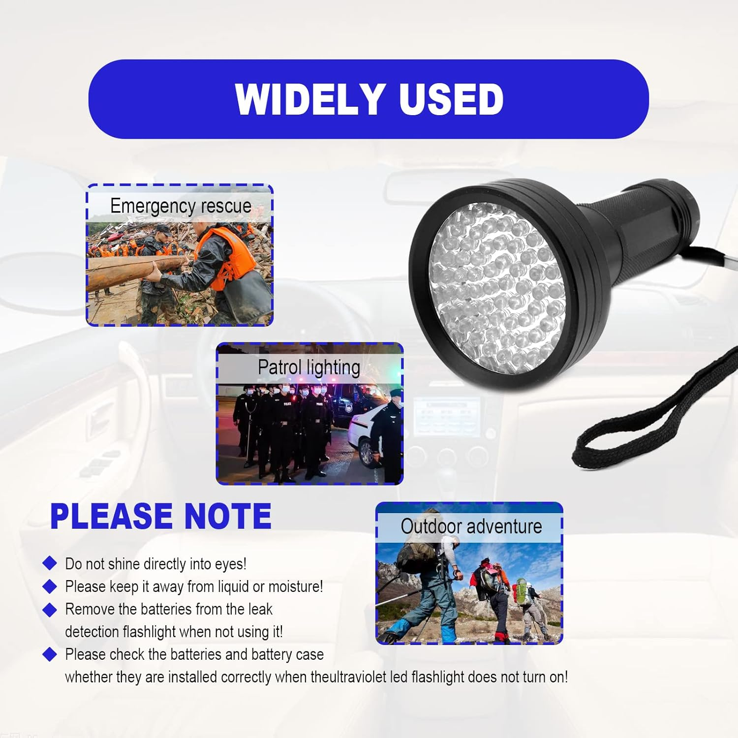 AC UV Oil Dye Leak Detection Kit Includes Pro 68 LED Flashlight with UV Protective Glasses, Auto Air Conditioner Leak Detector Tool Flashlight Car Oil AC Dye Leak Test Pro Detection Kit image number 3