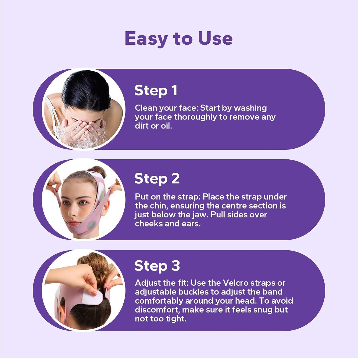 V-Line Lifting Chinstrap, V-Line Mask, Chinstrap for Sleeping, Reusable Face Strap, Chin up Patch, V-Shaped Belt, Shaped Face Mask for Sagging image number 1