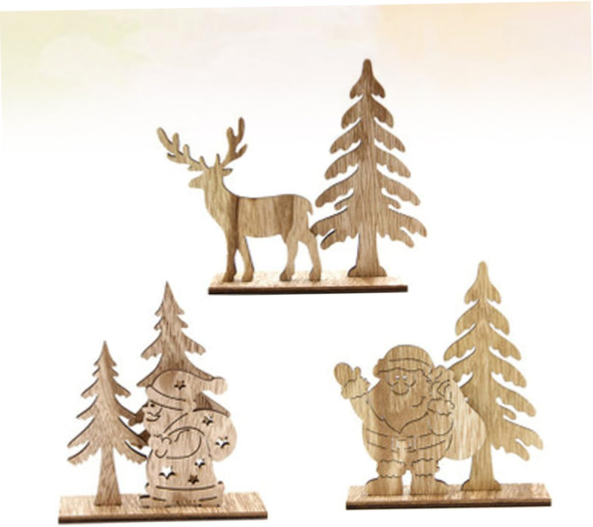 COHEALI 9Pcs Unique Elk Santa Christmas Ornament Wooden Decor Easy to Decorate for Party image number 6