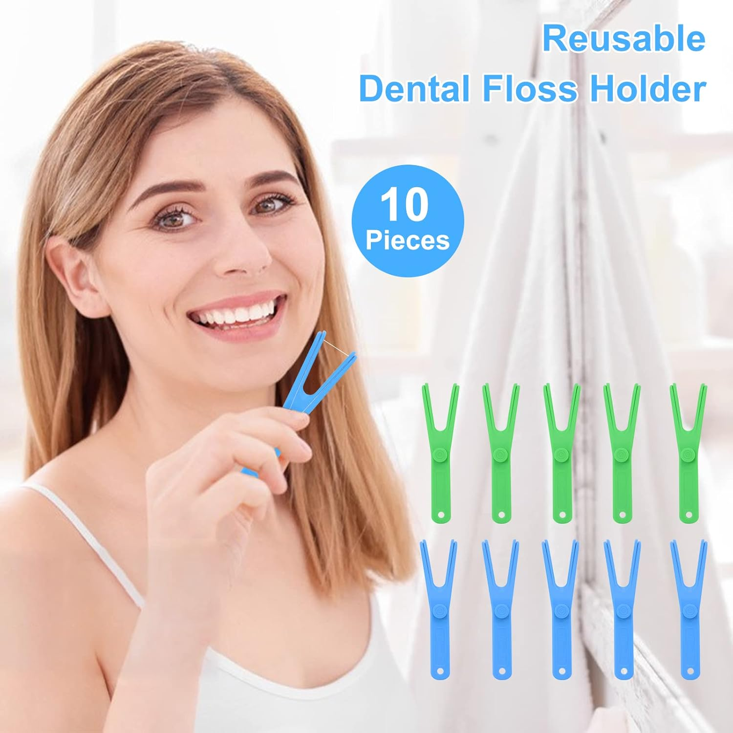 10 Pcs Reusable Flosser Holder, Dental Floss Holder, Floss Handle Durable Adults and Kids Dental Tools&hellip; image number 4