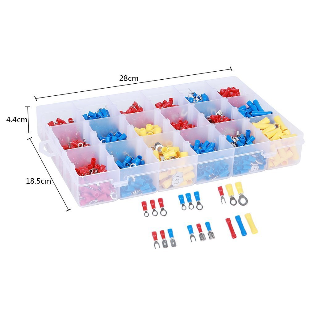 Valuehall 1200Pcs Crimp Terminals with Portable Storage Box, Widely Application Heat Shrink Crimp Connector Wire Terminals 18 Types of Specification, 3 Colors V7003-1 image number 4