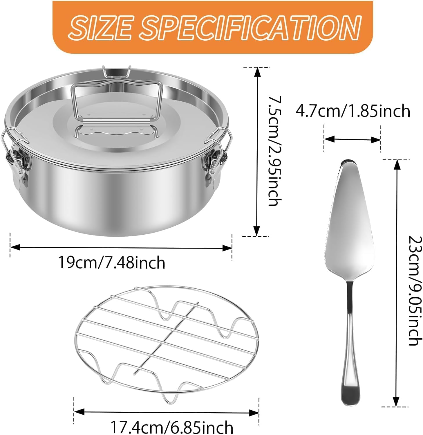 HOLADAWN 304 Stainless Steel Flan Pan with Lid, 1.5L Molde Para Flan & Baking Dish for Cheesecake, Cr&egrave;me Caramel & Pudding (Steam Rack, Spatula) image number 5