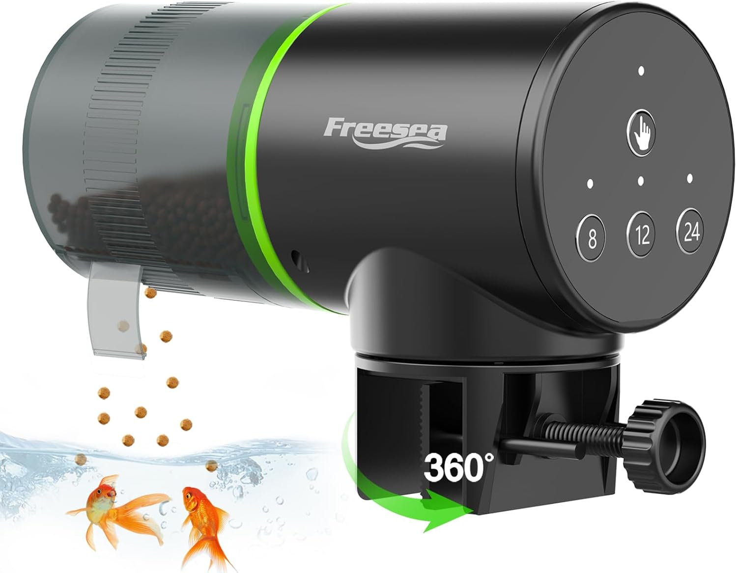 FREESEA Aquarium Automatic Fish Feeder: Vacation Timer Feeder for Fish Tank Electric Adjustable Auto Fish Food Dispenser 0.05 Gal & Two Fixed Methods