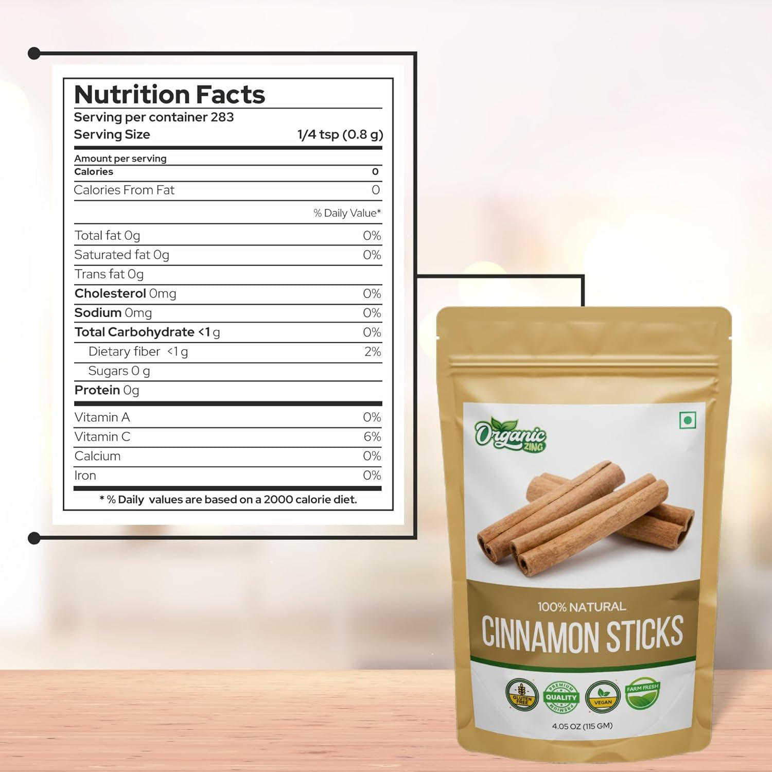 Organic Zing Cinnamon Bark - 115 G / 4 Oz (Pack of 3) | Whole Spice Bark for Cooking, Tea & DIY Food Recipes image number 2