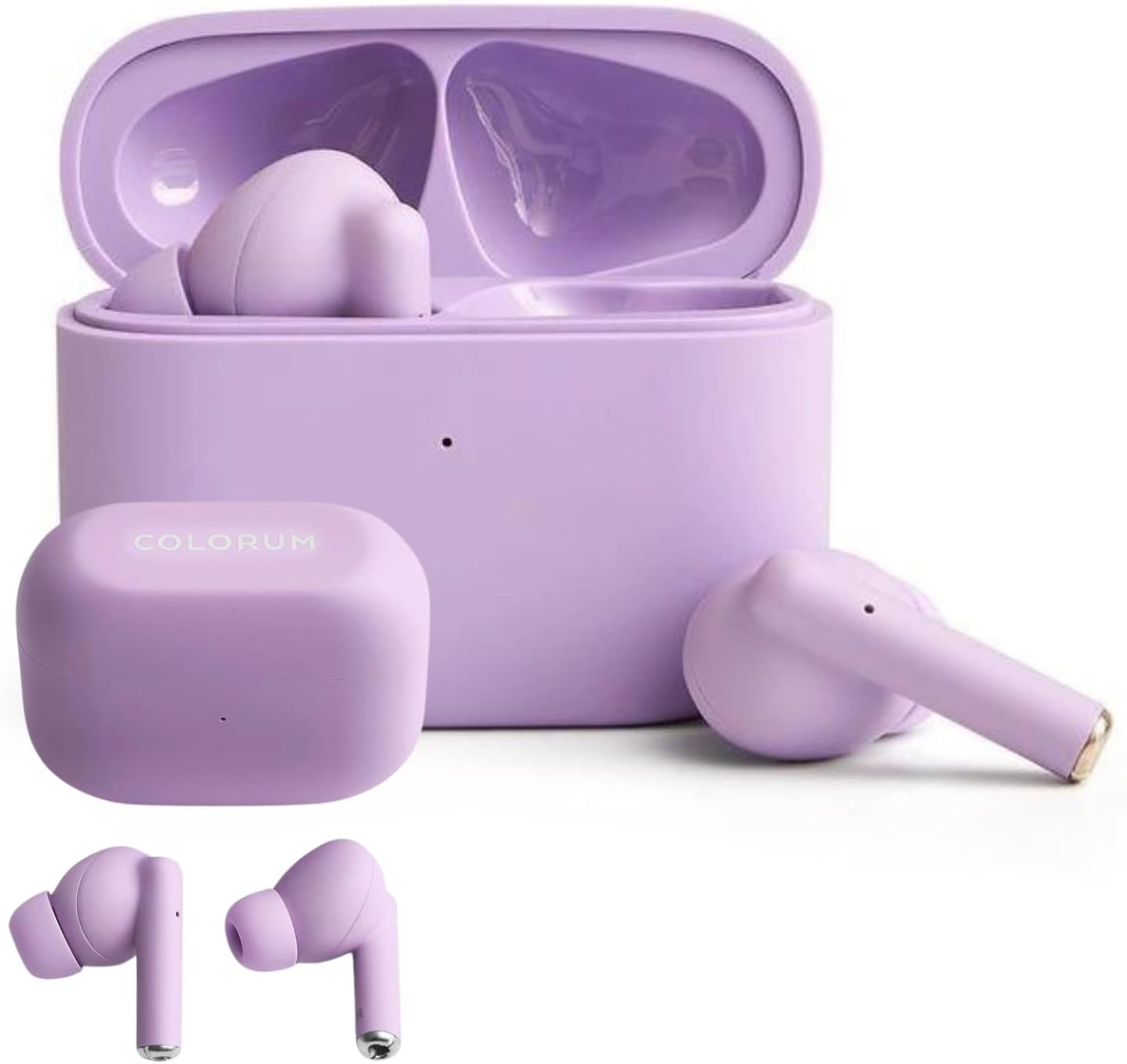 FOREVER Colorum TWS Bluetooth Headphones 5.3 Green - In-Ear Earphones with Deep Bass - Headphones with Microphone - Adapts to the Ear Shape - USB-C for Fast Charging - Headphones Android and Ios