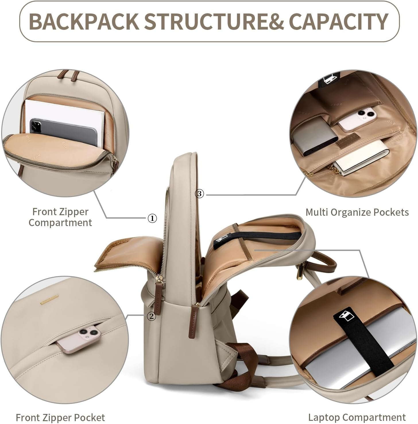 GOLF SUPAGS Laptop Backpack for Women Slim Computer Bag Work Travel College Backpack Purse Fits 14/15.6 Inch Notebook image number 1