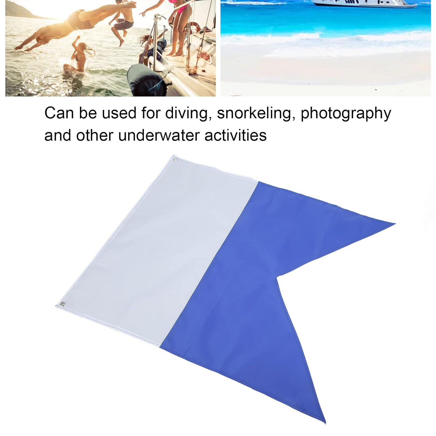 Dive Flags, International Scuba Diving Spearfishing Flag Blue White Dive Flag, Bright Color Alpha Flag, Diver down Flag for Boat Kayak Float Water Sports image number 2