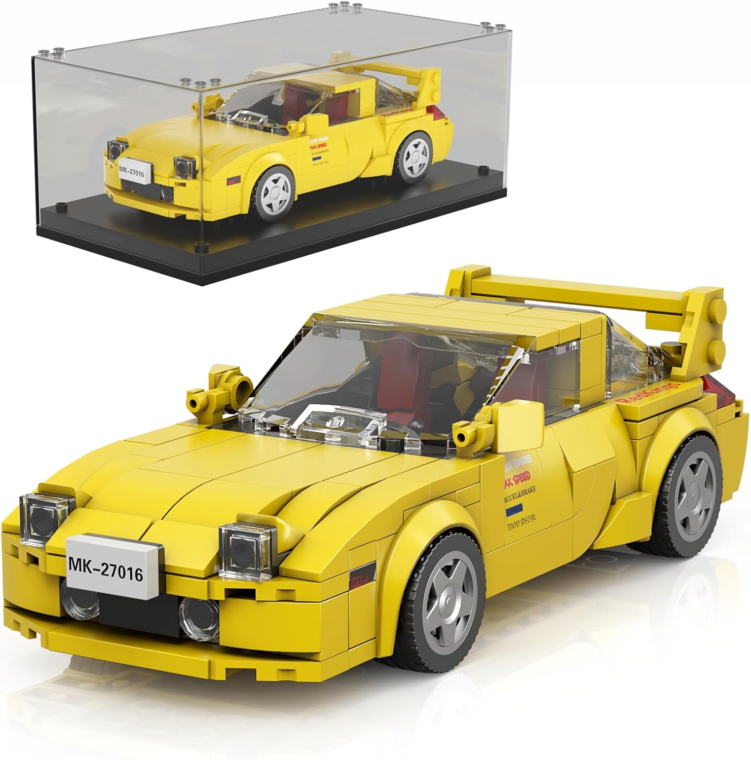 Mould King AE86 Initial D Toy Car Building Sets with Acrylic Display Case, Collectible Model Car Toy Building Blocks 27013, Cool Simulation Cockpit Speed Racingcar for Fans and Kids 8+ (399 Pieces)